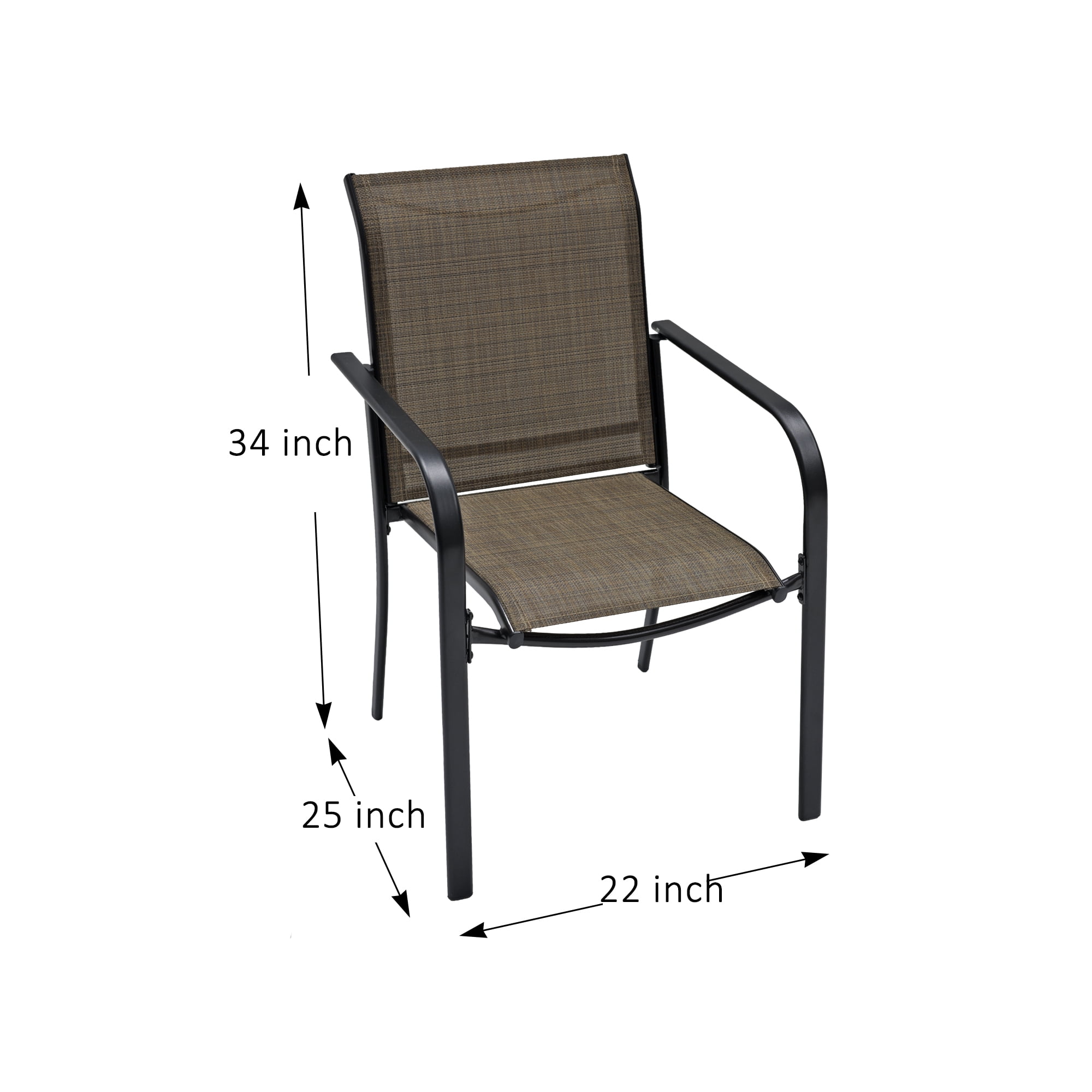 Anmutig 7-Piece Outdoor Patio Dining Set with 60 in x 38 in Steel Slat Table and 6 Stackable Chairs (Black) f4sbl