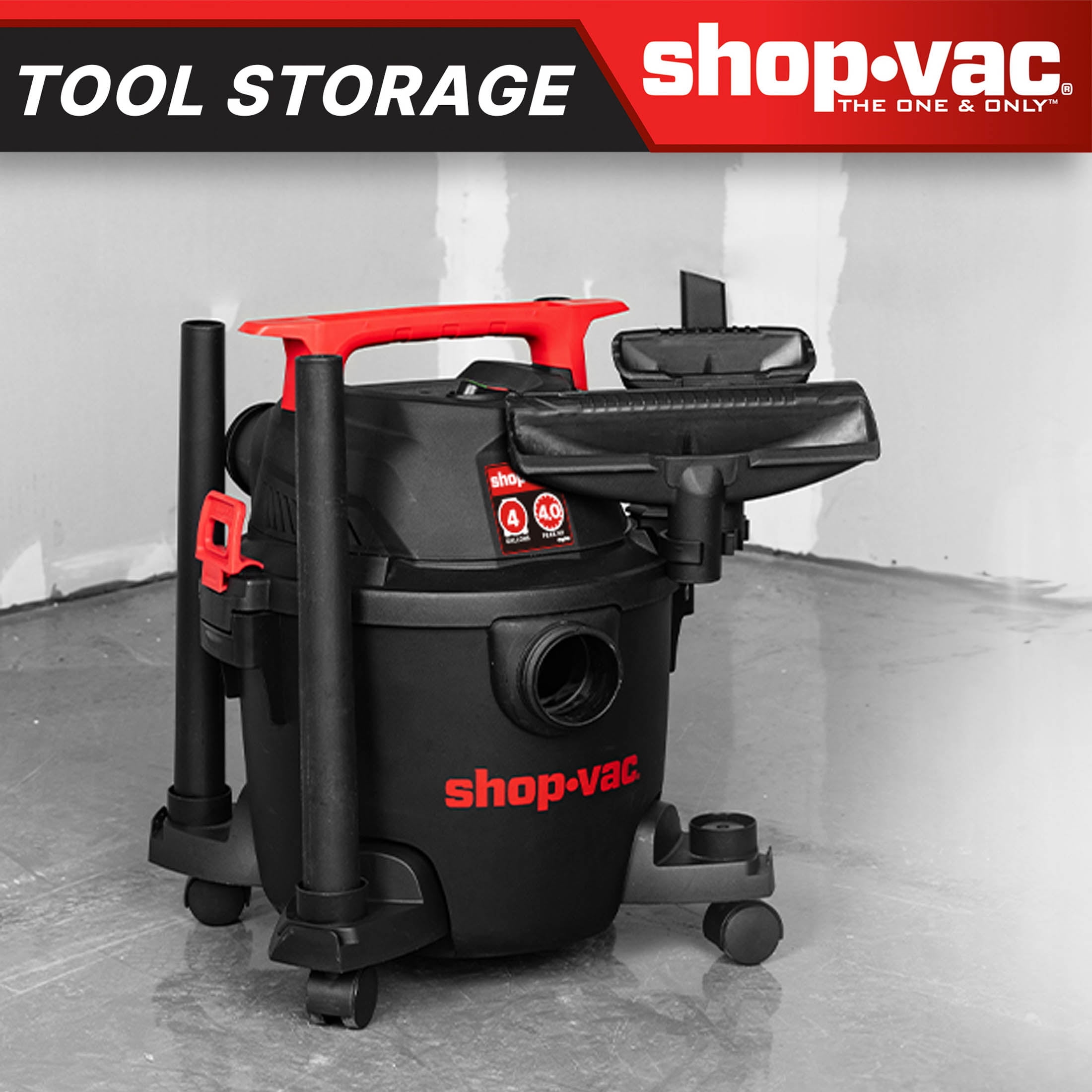 Shop-Vac Wet Dry Vacuum Cleaner with 4 Gallon Tank and Onboard Tool Storage (Black, 4 Gallon) vmoik