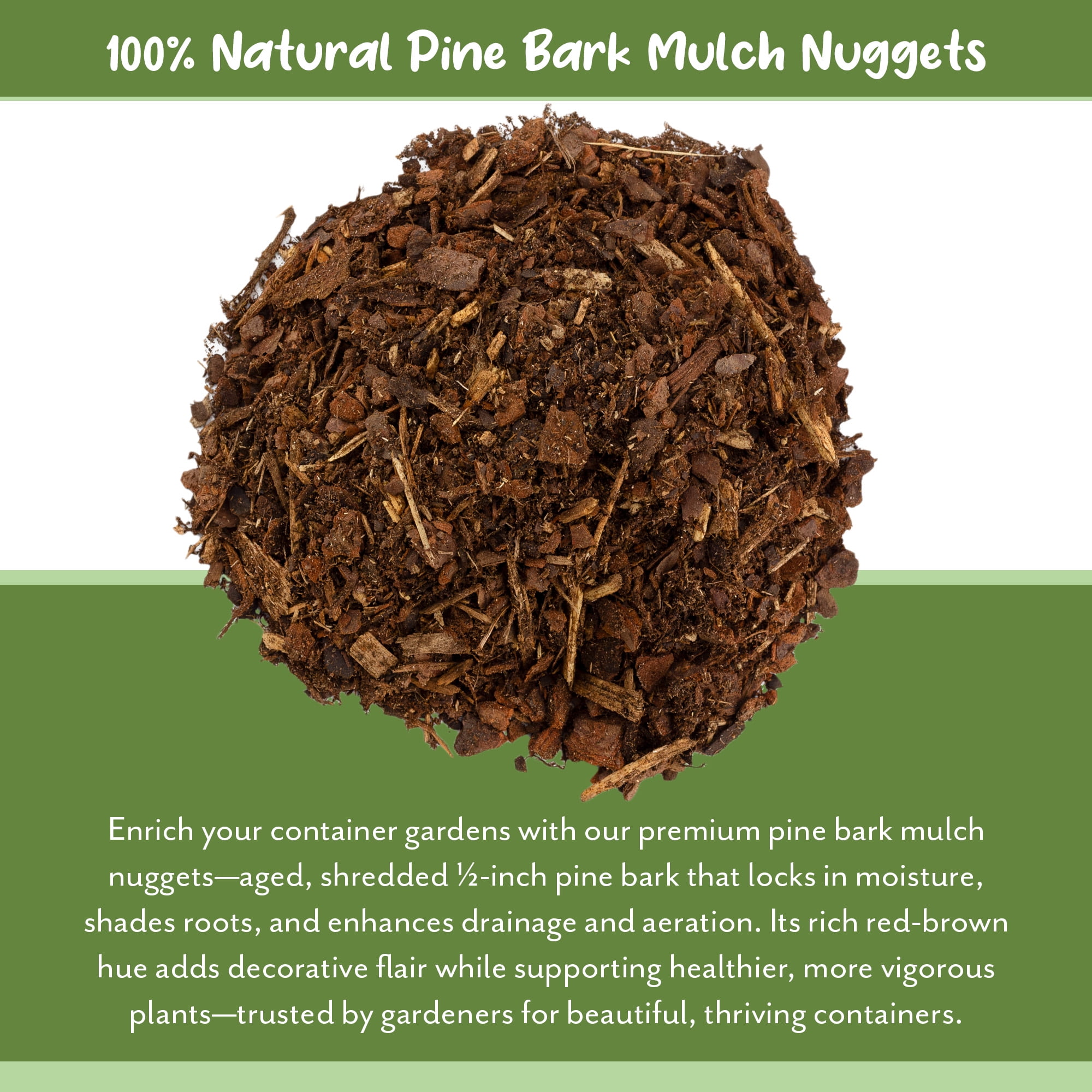 Soil Sunrise Natural Pine Bark Mulch Nuggets for Gardening and Terrariums (Brown, 12 Quarts) qdbsn