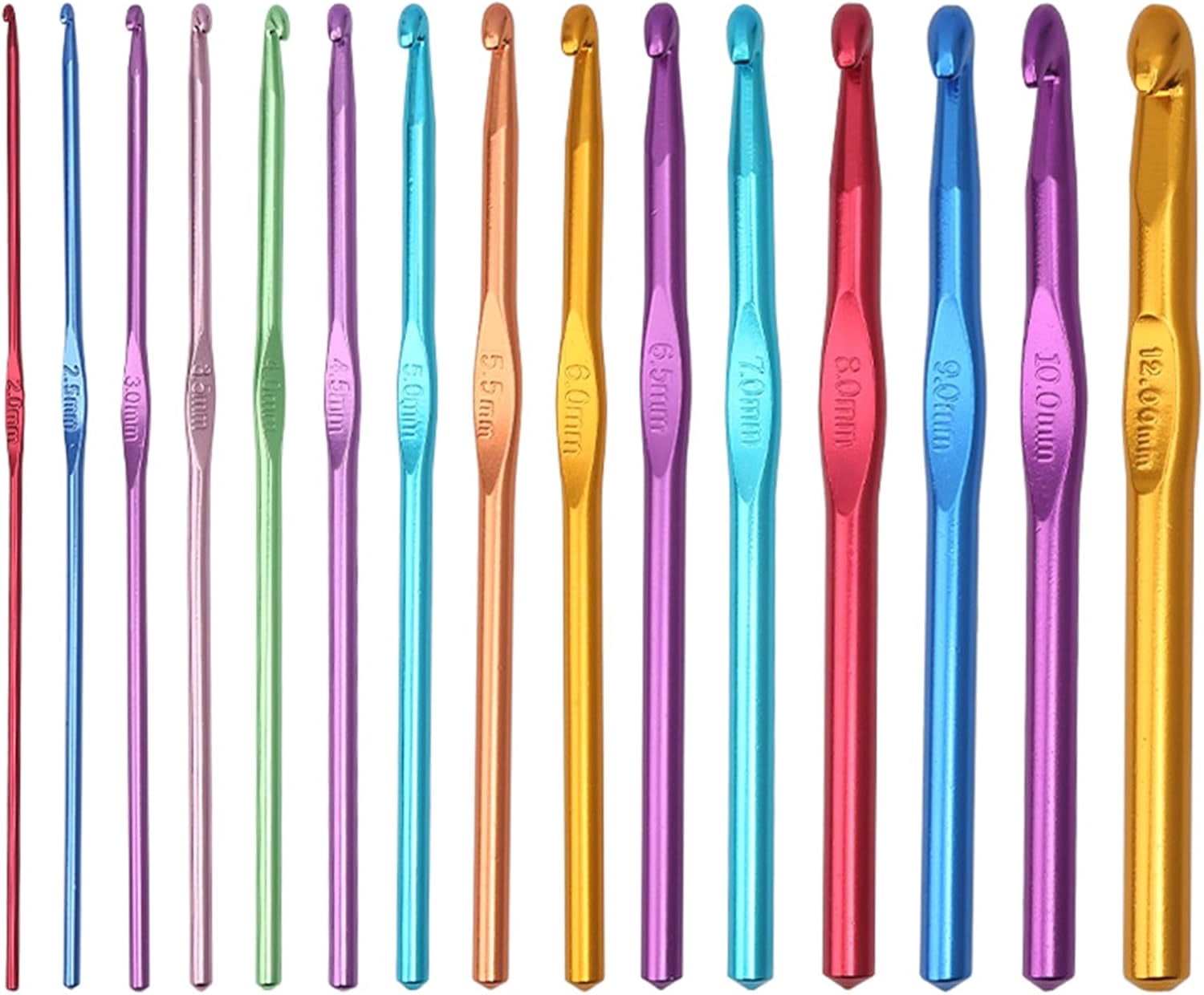 FINGERINSPIRE Aluminum Crochet Hook Set for Knitting and Crafting (Mixed Color, 5.9 in, 14 Piece Set) y073e