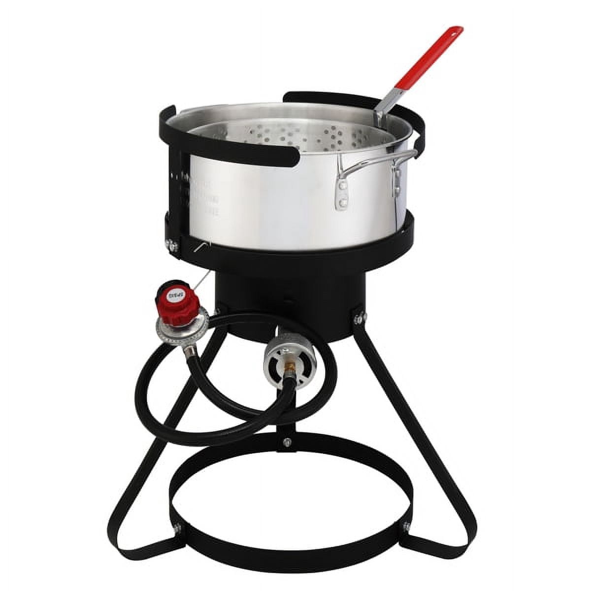 AMEEL Outdoor Gas Fryer Cooking Station with 30qt and 10qt Pots (Black, 13 in x 32 in) o1q1e