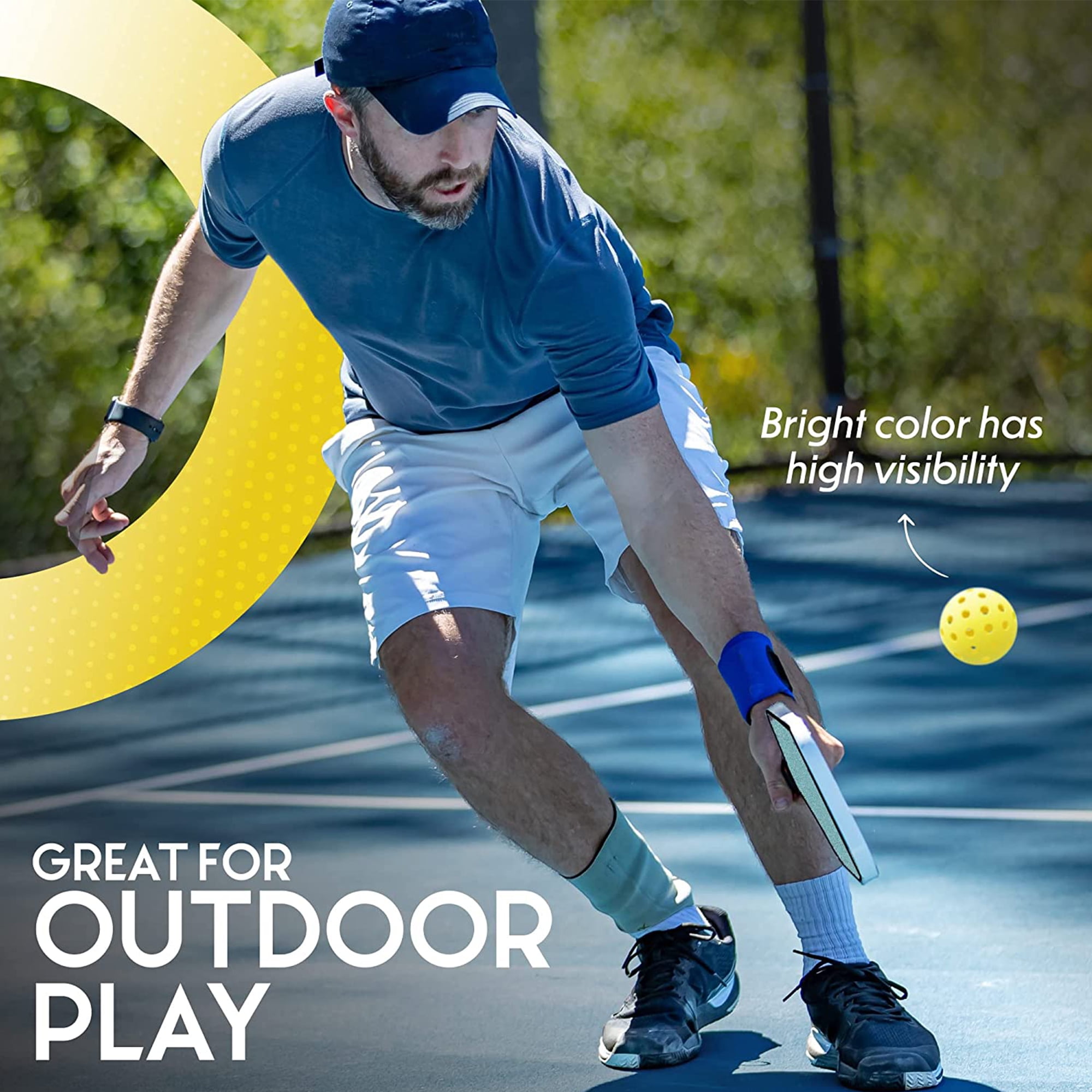 Pro Aviana Outdoor Pickleball Balls Tournament Grade High-Visibility (Yellow, 6-Pack) jikdp