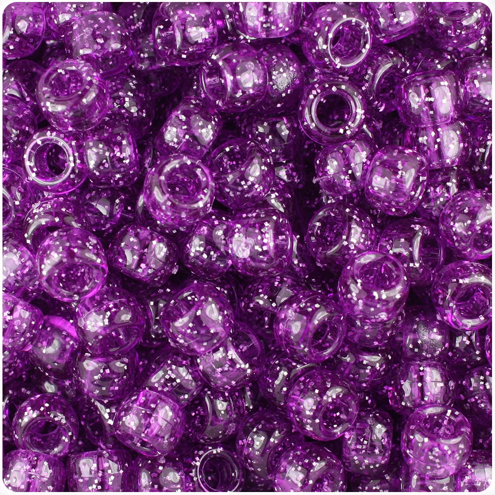 BeadTin Barrel Pony Beads Craft Supplies (Lilac Sparkle, 500 Count) 9x26l