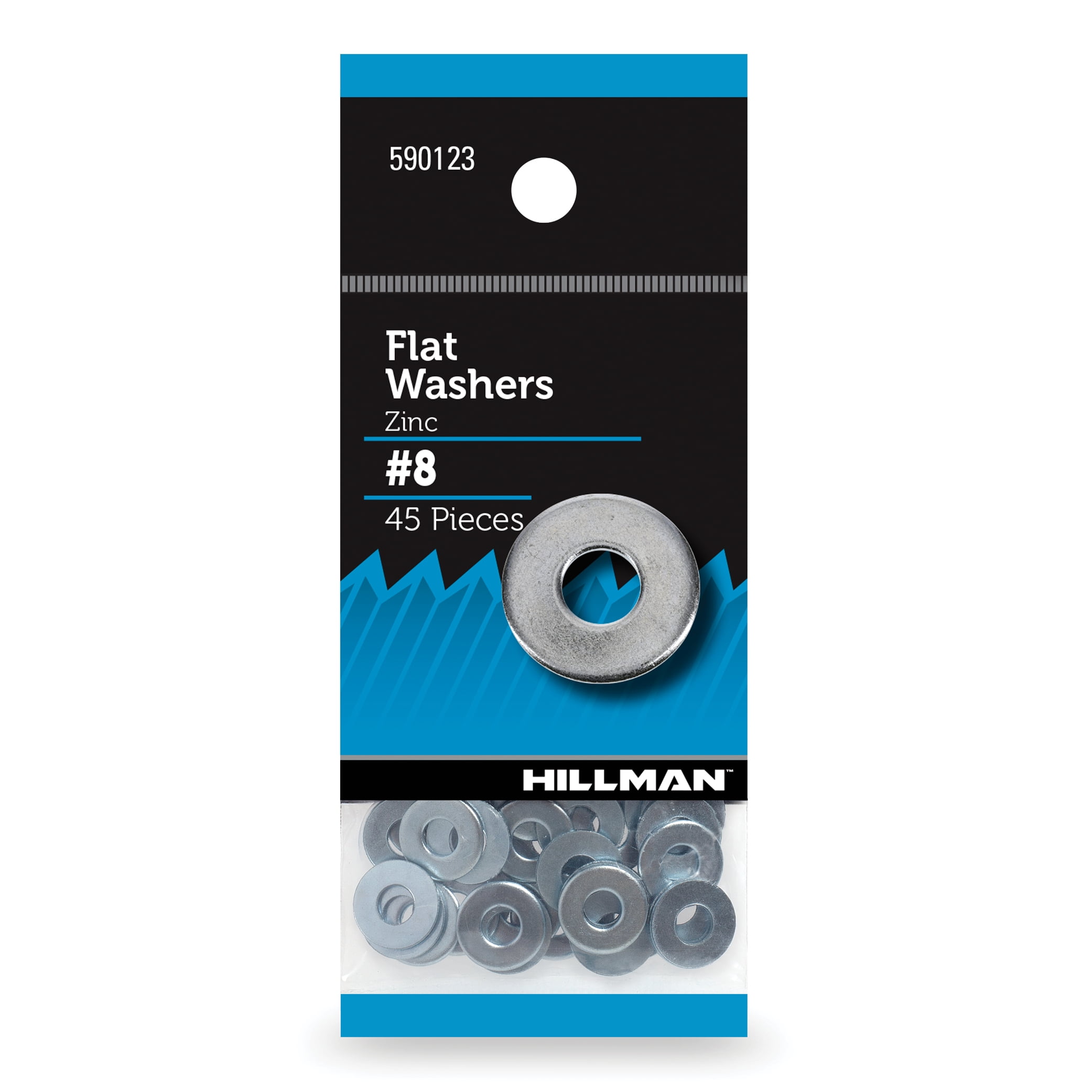 Hillman Flat Washers (Steel, Zinc Finish, #8, 45 Pack) zmny1
