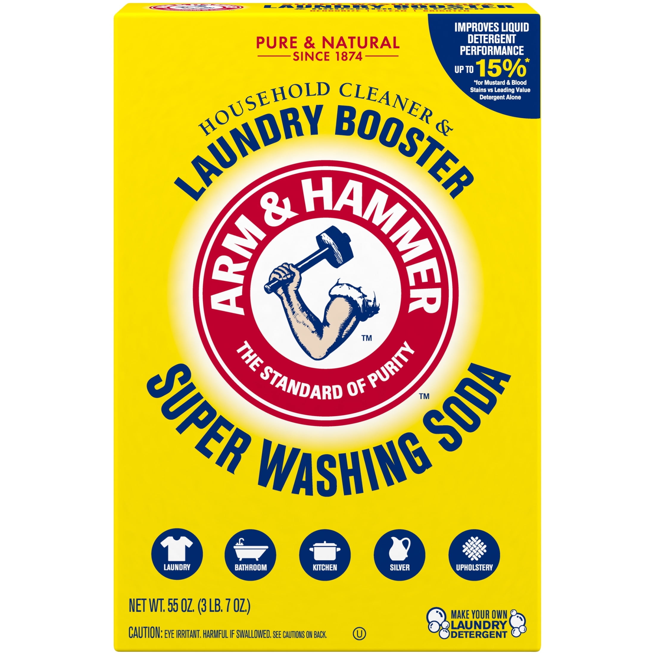 ARM & HAMMER Super Washing Soda Laundry Booster and All-Purpose Household Cleaner (6 Pack, 55 oz) a10xk