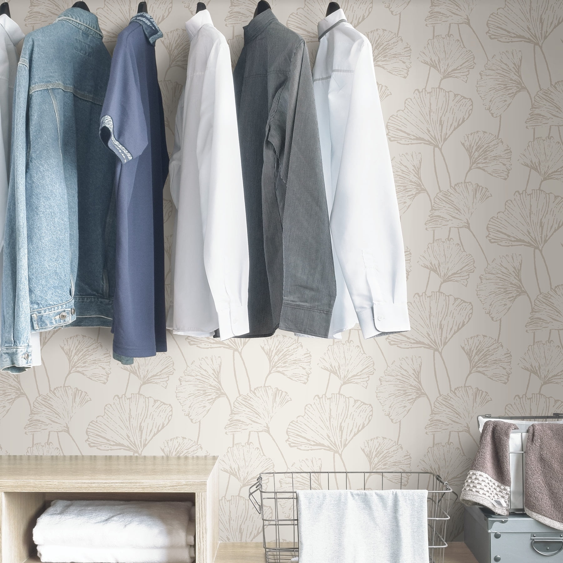 NuWallpaper Hikarigaoka Vinyl Peel and Stick Wallpaper (Silver, 20.5-in x 216-in) p564p