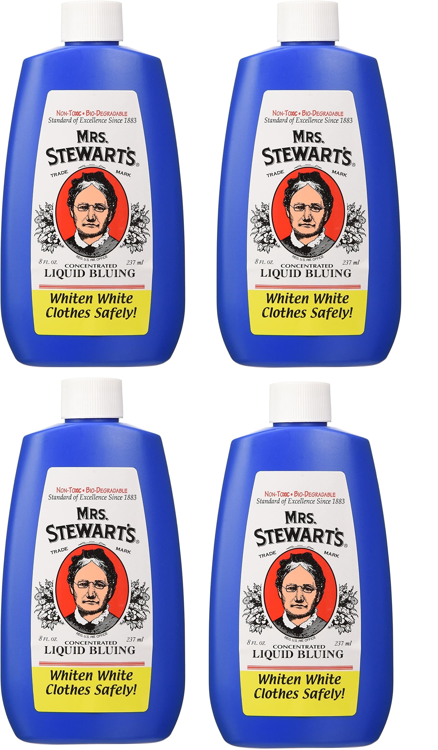 Mrs. Stewart's Concentrated Liquid Bluing Laundry Whitener (Blue, 4 Pack of 8 fl oz) lo80p