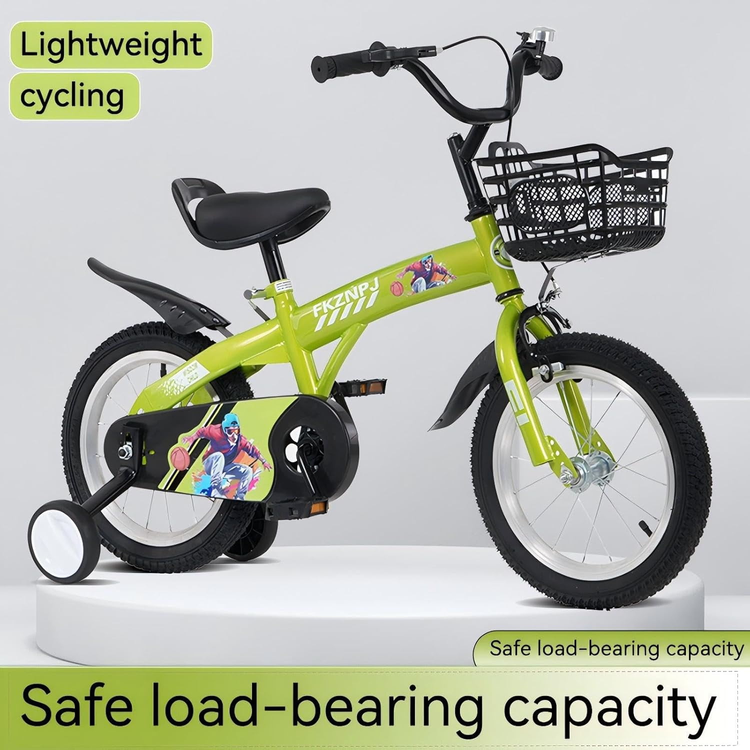 Ambifirner Kids Bicycle for Girls with Training Wheels and Basket (Green, 16 in) hca75