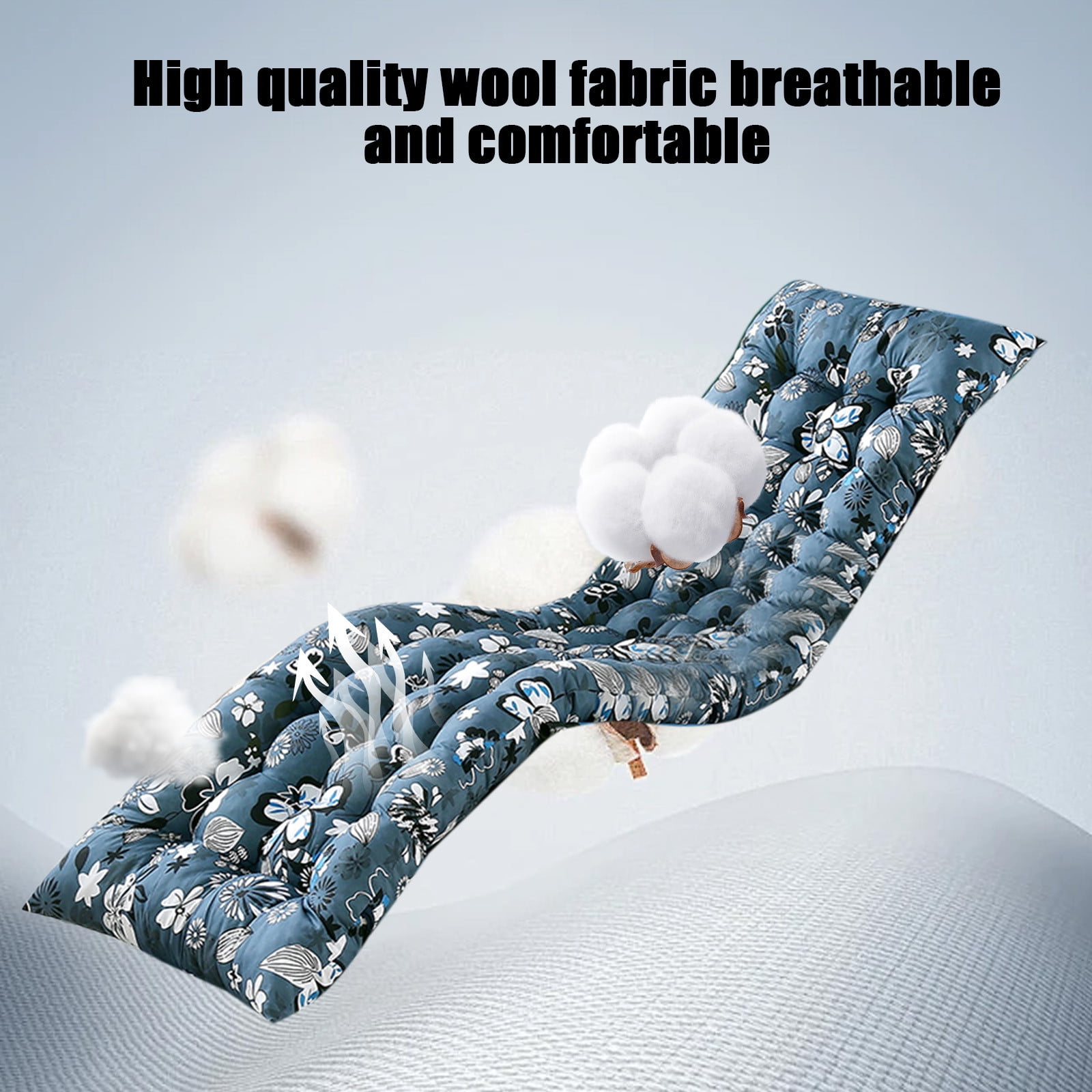 Muecwrye Floral Seat Cushion, Ergonomic Back Support Pad for Patio and Office (Gray, 19x47 in) hhkl1