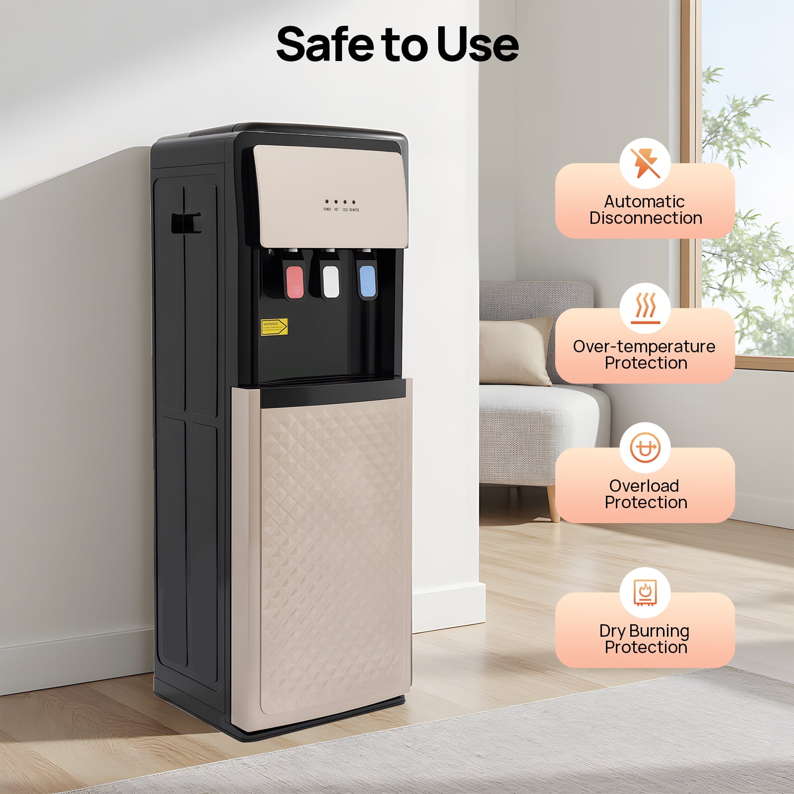 ChicHomey Bottom Loading Water Dispenser, Electric Water Cooler with 3 Temperature Settings (Champaign Gold) w01ly