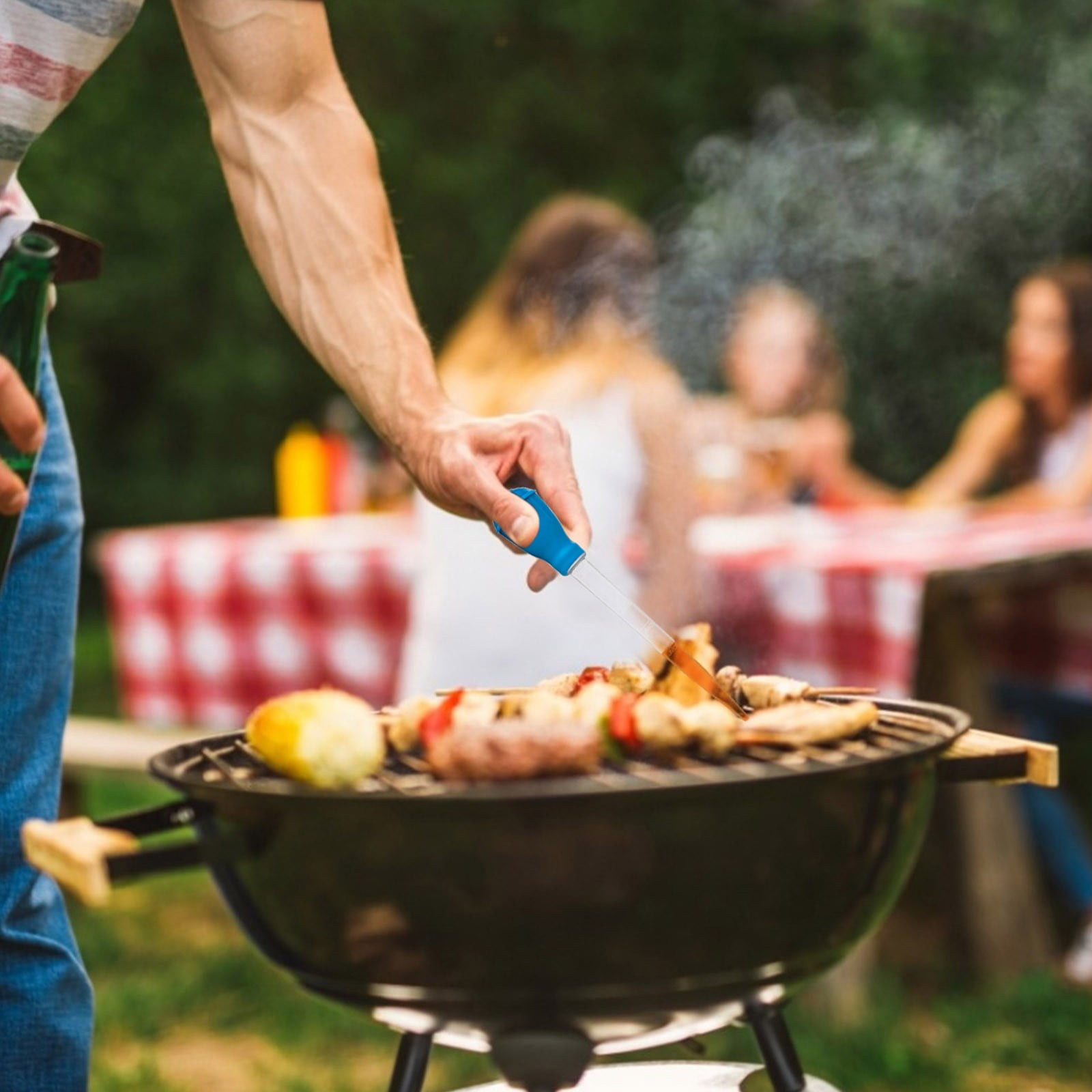 Shpwfbe BBQ Grill Mat and Heat Resistant Fire Mat (Blue, 30 in) 0532b