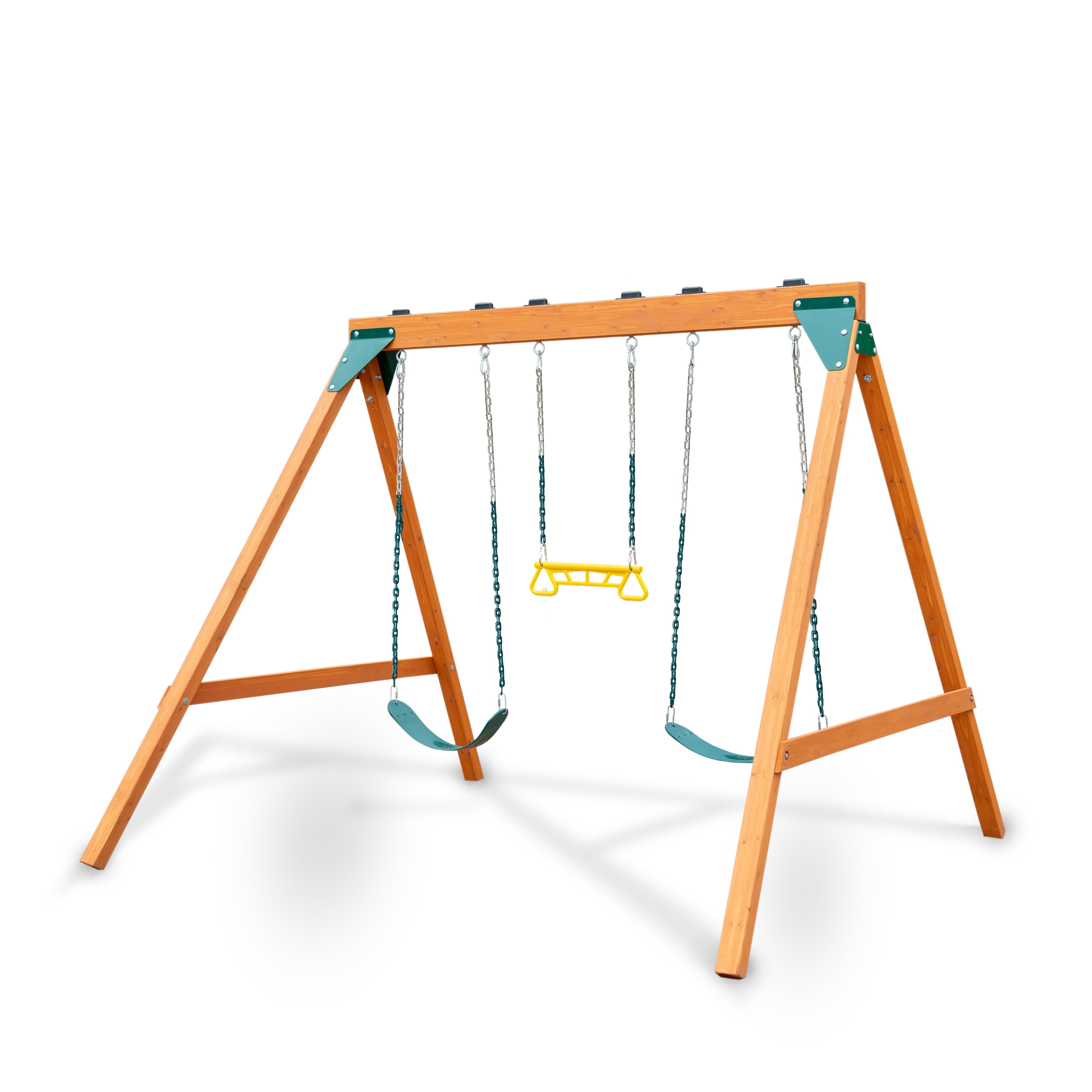 Gorilla Playsets Basic Wooden Swing Set with Two Belt Swings and Trapeze (Brown, 1 Unit) ydr0x