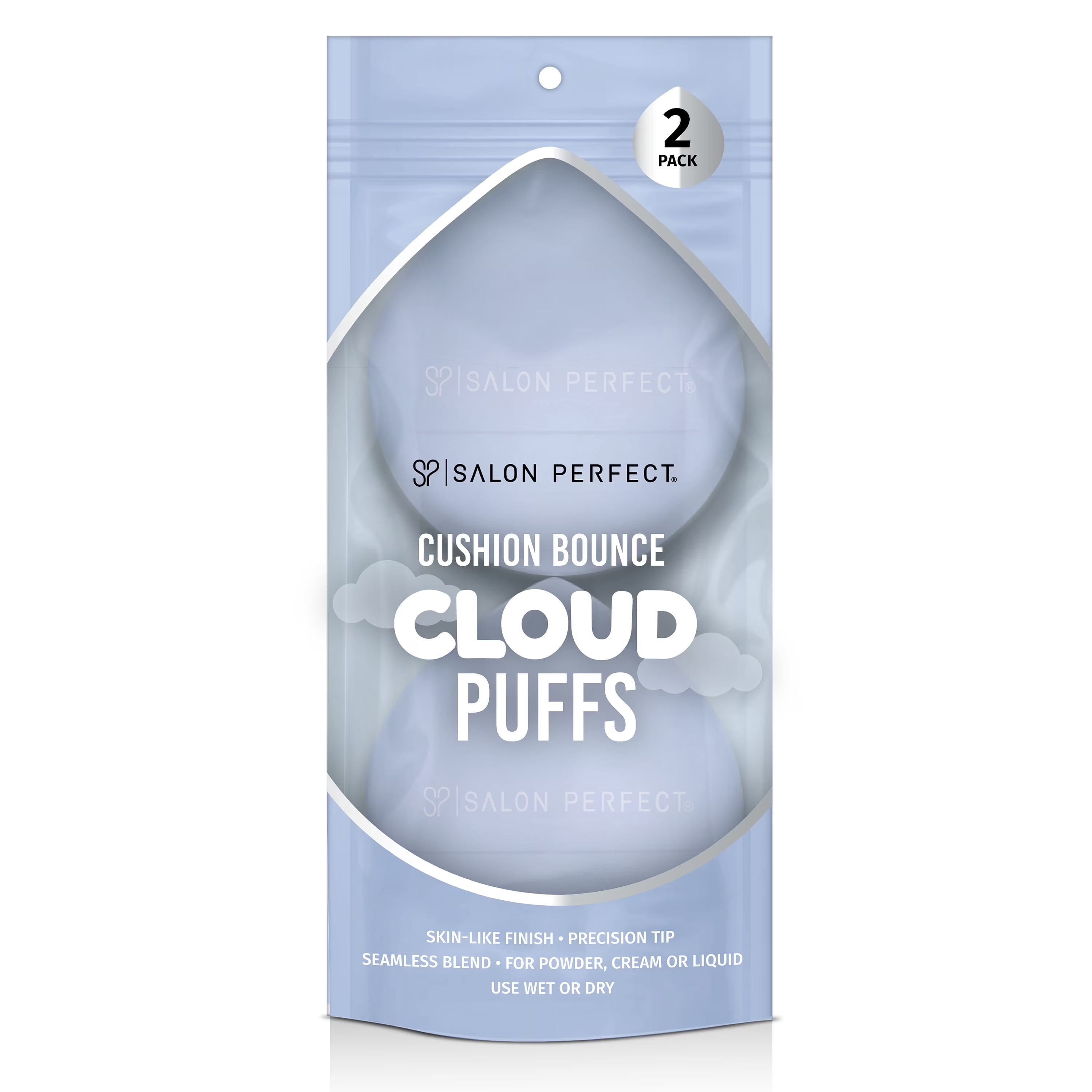 Salon Perfect Cushion Bounce Cloud Puffs Airbrush Makeup Foundation Sponge Applicators (Blue, 2-Pack) b4v0w