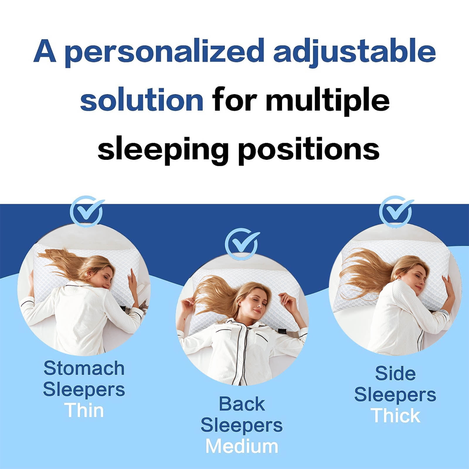 SORMAG Cooling Shredded Memory Foam Bed Pillow, Adjustable Firm Support for Side and Back Sleepers (White, Queen 20 in x 30 in) vxy54