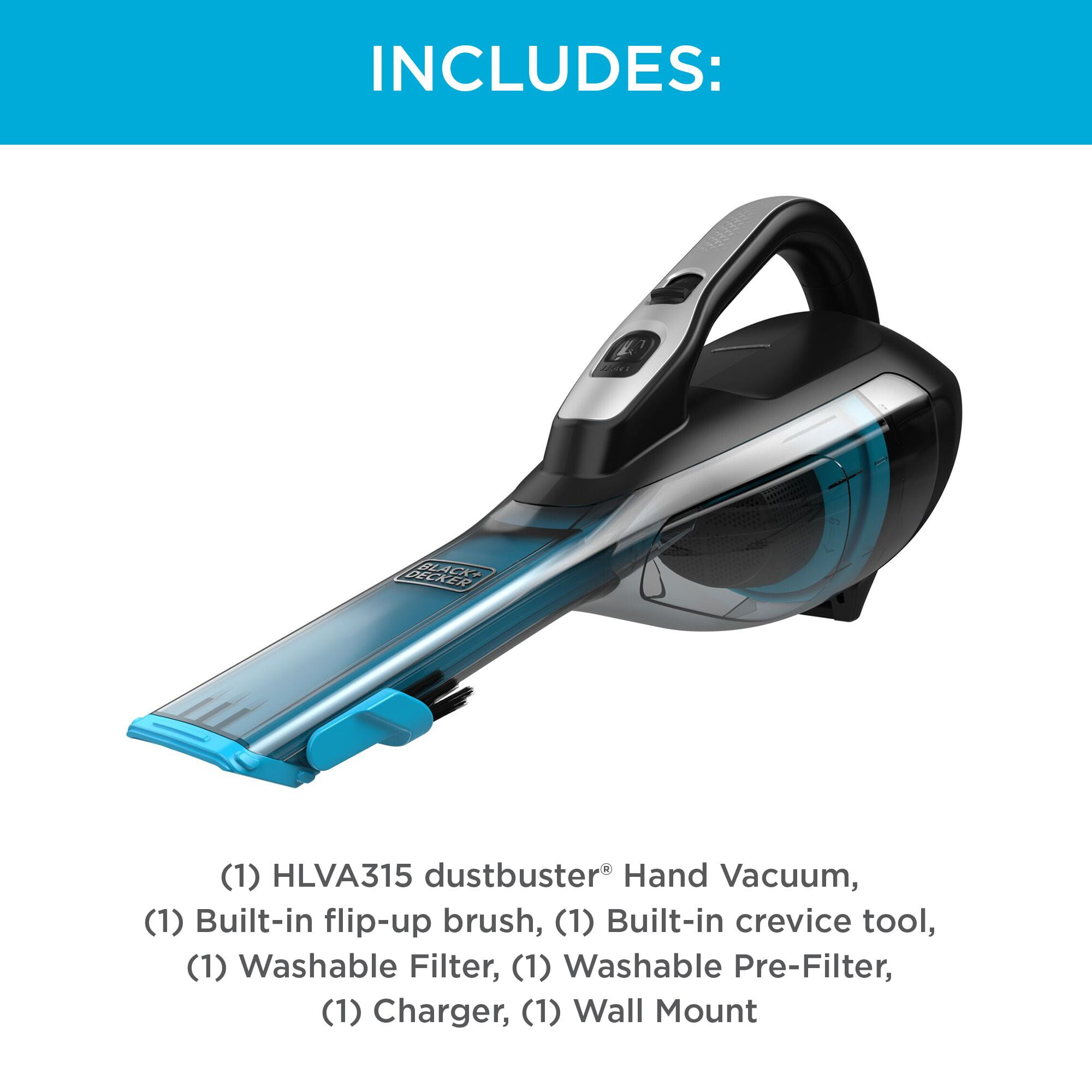 BLACK+DECKER Cordless Handheld Vacuum, Detailer Dustbuster for Multi-surface Cleaning (Black, 1 Unit) hv8bh