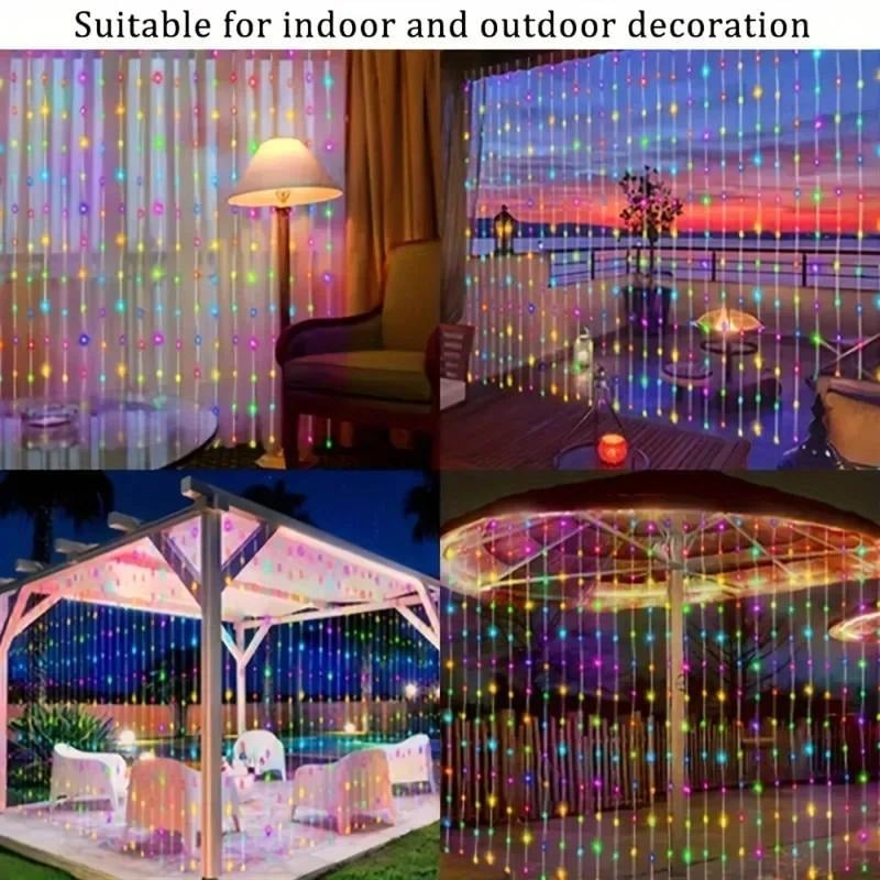 Generic LED Solar Curtain String Lights 8-Mode Waterproof Fairy Lighting for Wedding Garden Decor (Warm White, 10 ft x 10 ft) pgrfp