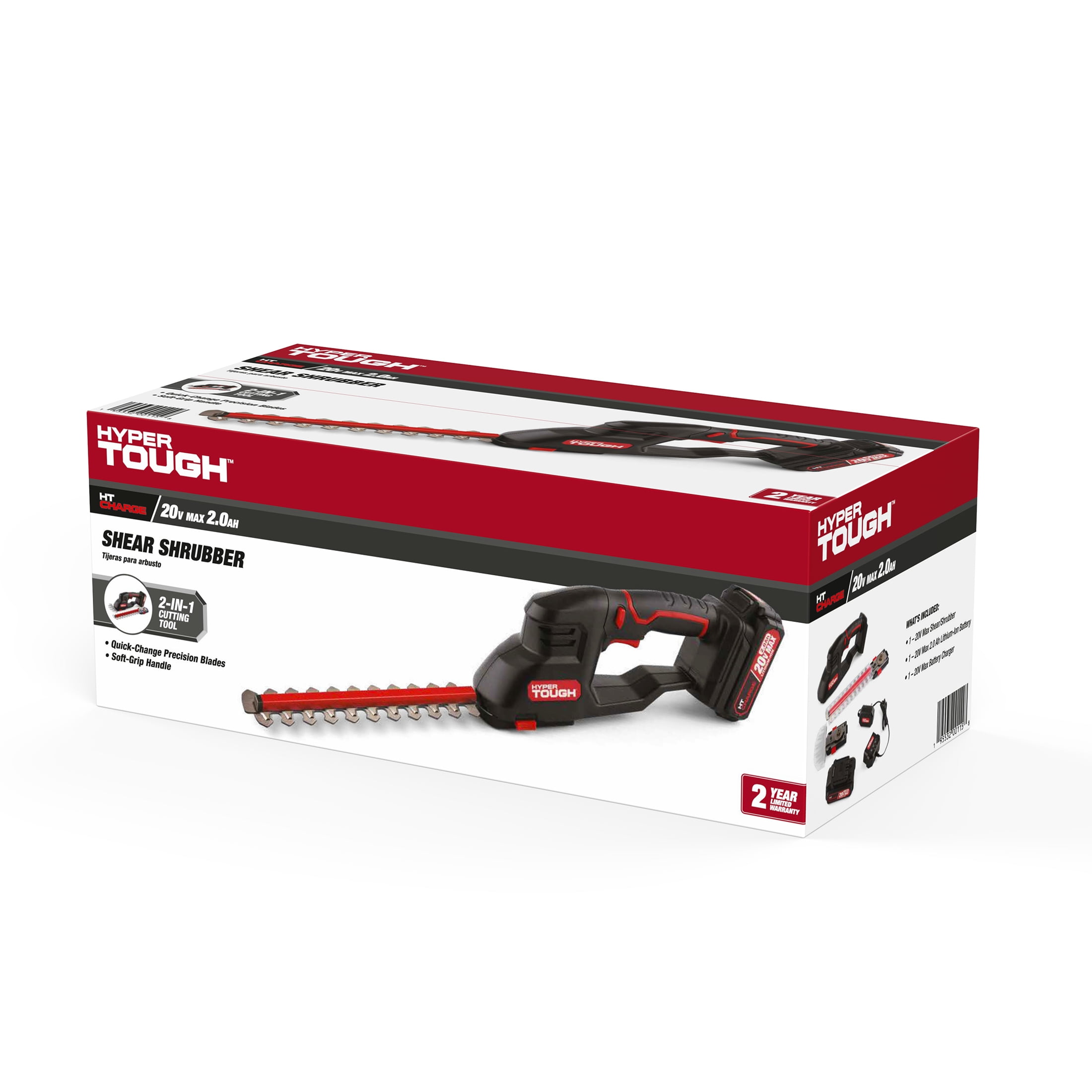 Hyper Tough 20V Cordless 2-in-1 Grass Shear and Shrubbery Trimmer (5 in and 9 in Blade Set) 47khx - Image 2