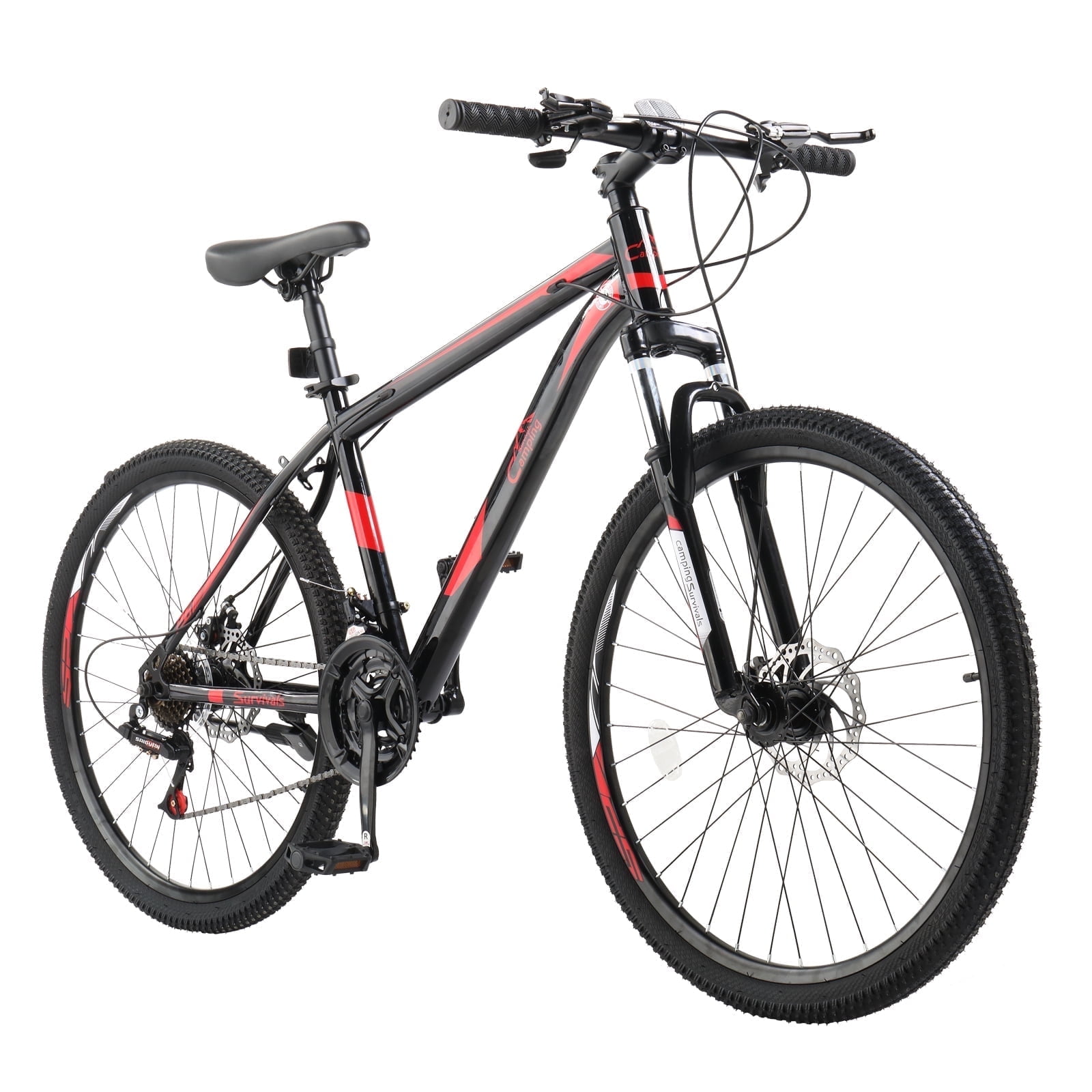 UBesGoo 26 in Mountain Bike, 21-Speed Lightweight Trail Bicycle with Disc Brakes and Suspension (Red/Black, 26 in) mrjag