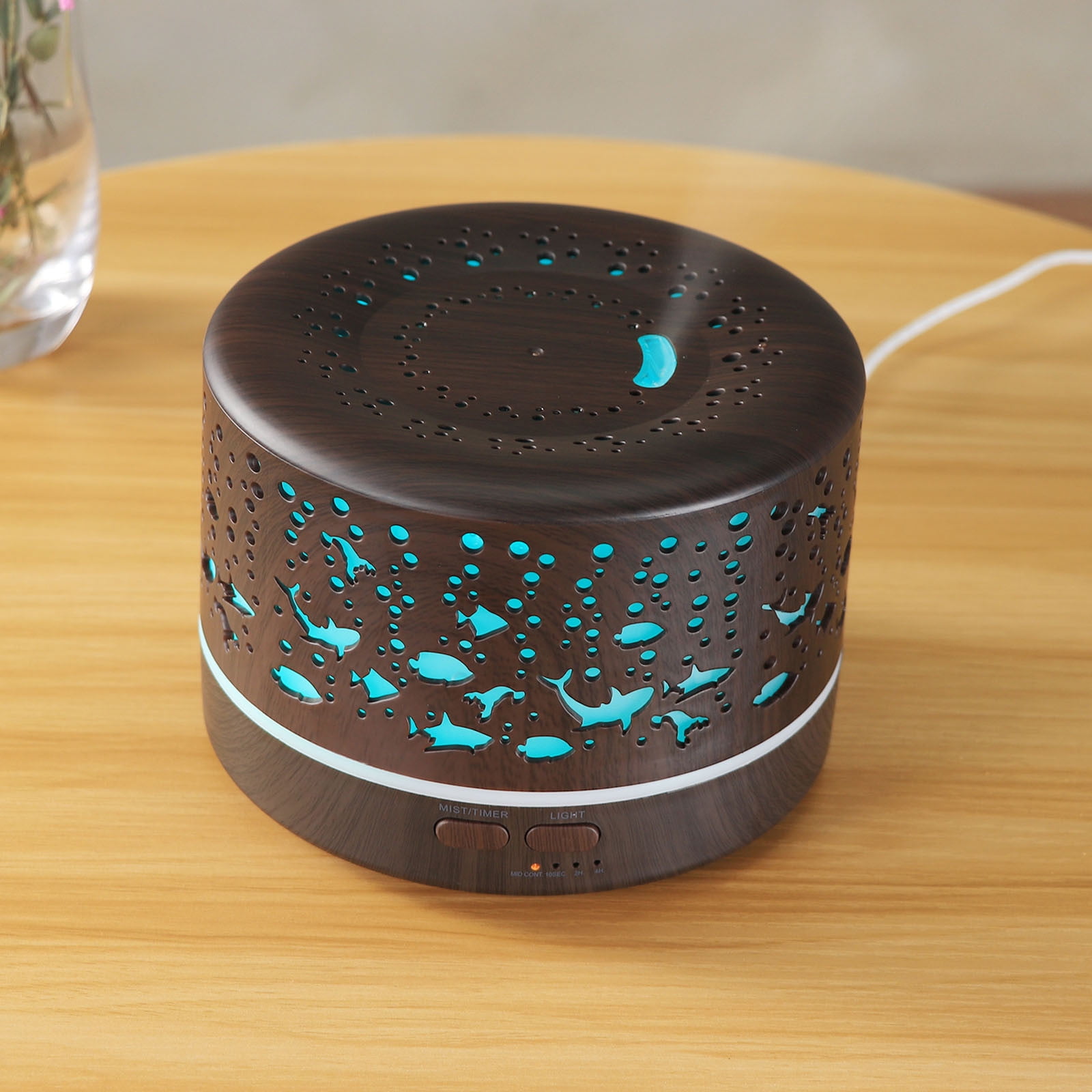 Huayishang Aromatherapy Diffuser with Remote Control, Wood Grain Ultrasonic Humidifier for Home Decor (Brown, 16.91 fl oz) 5ahz2