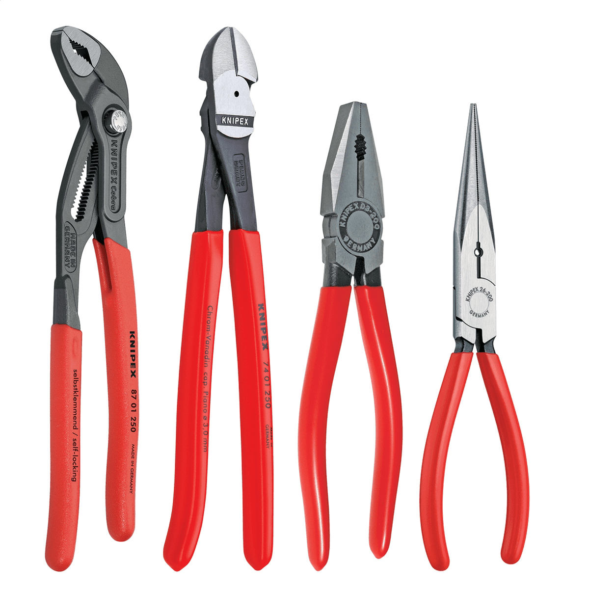 Knipex Tools Cobra Combination Cutter and Needle Nose Pliers Set (Black, 4 Piece) b10wp