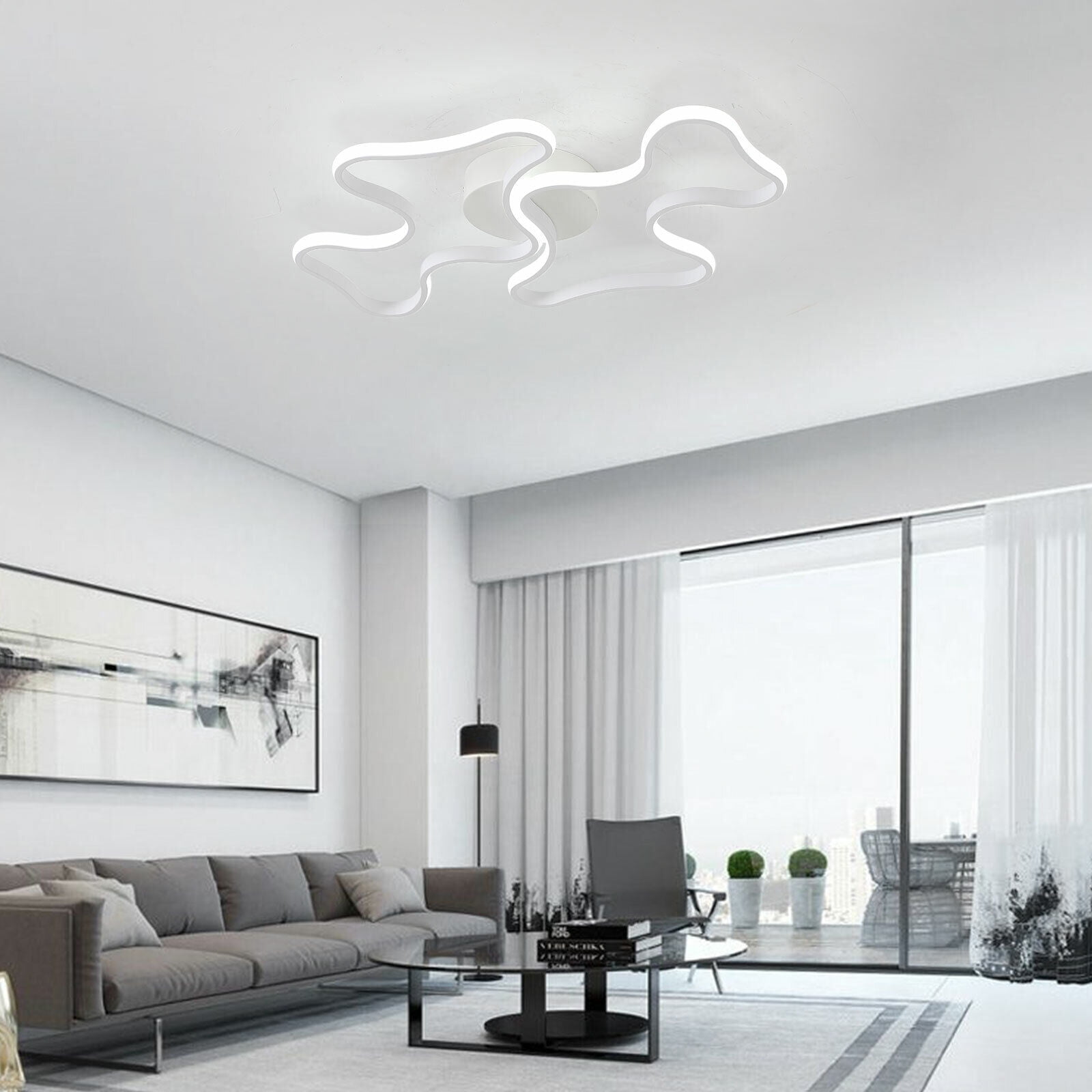Modern Cloud LED Ceiling Light Fixture Flush Mount Chandelier (White, 22.83 in x 16.93 in x 2.36 in) 6rm61