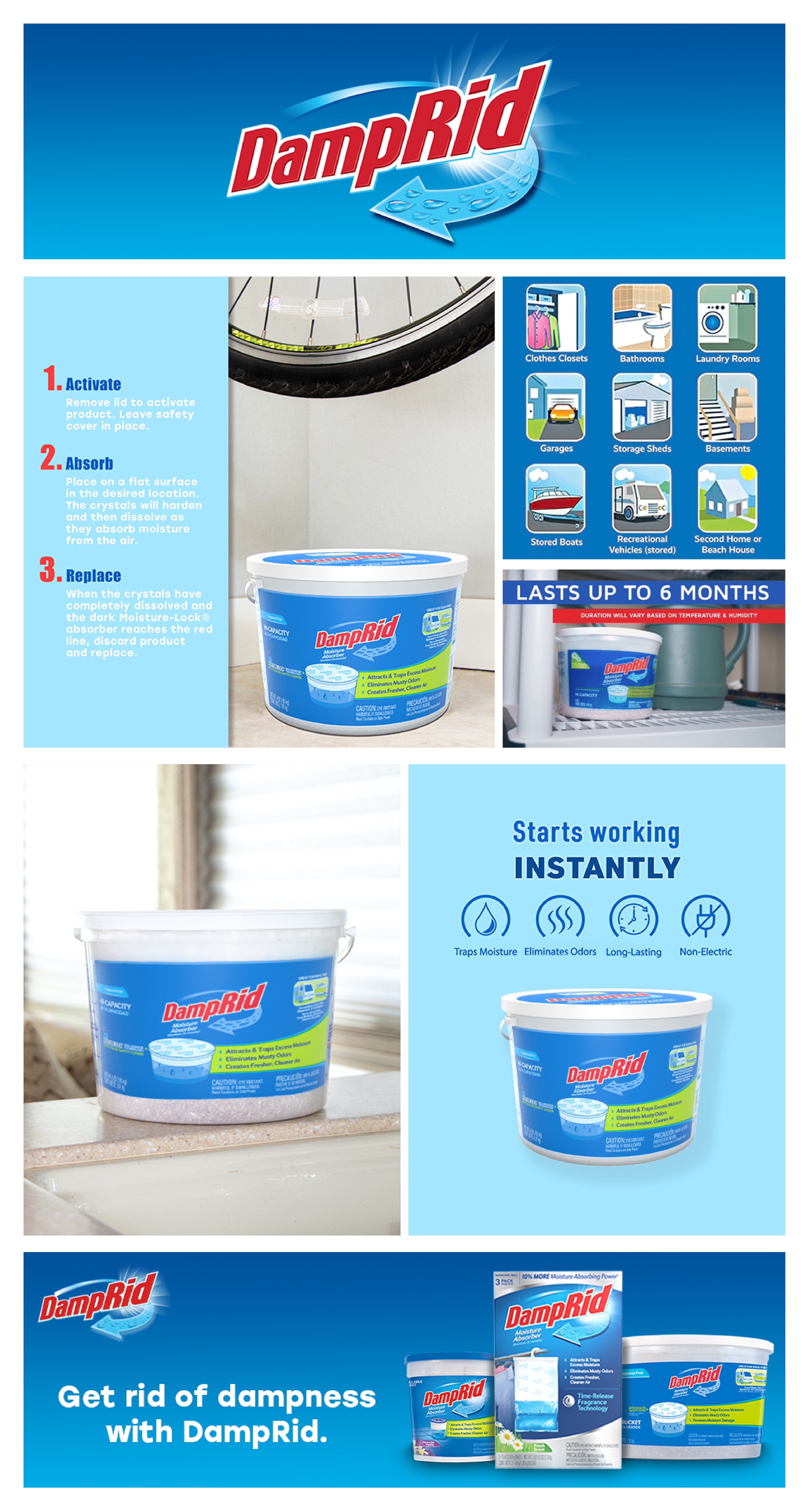 DampRid Moisture Absorber High-Capacity Bucket (Fragrance Free, 4 lb) zrq12