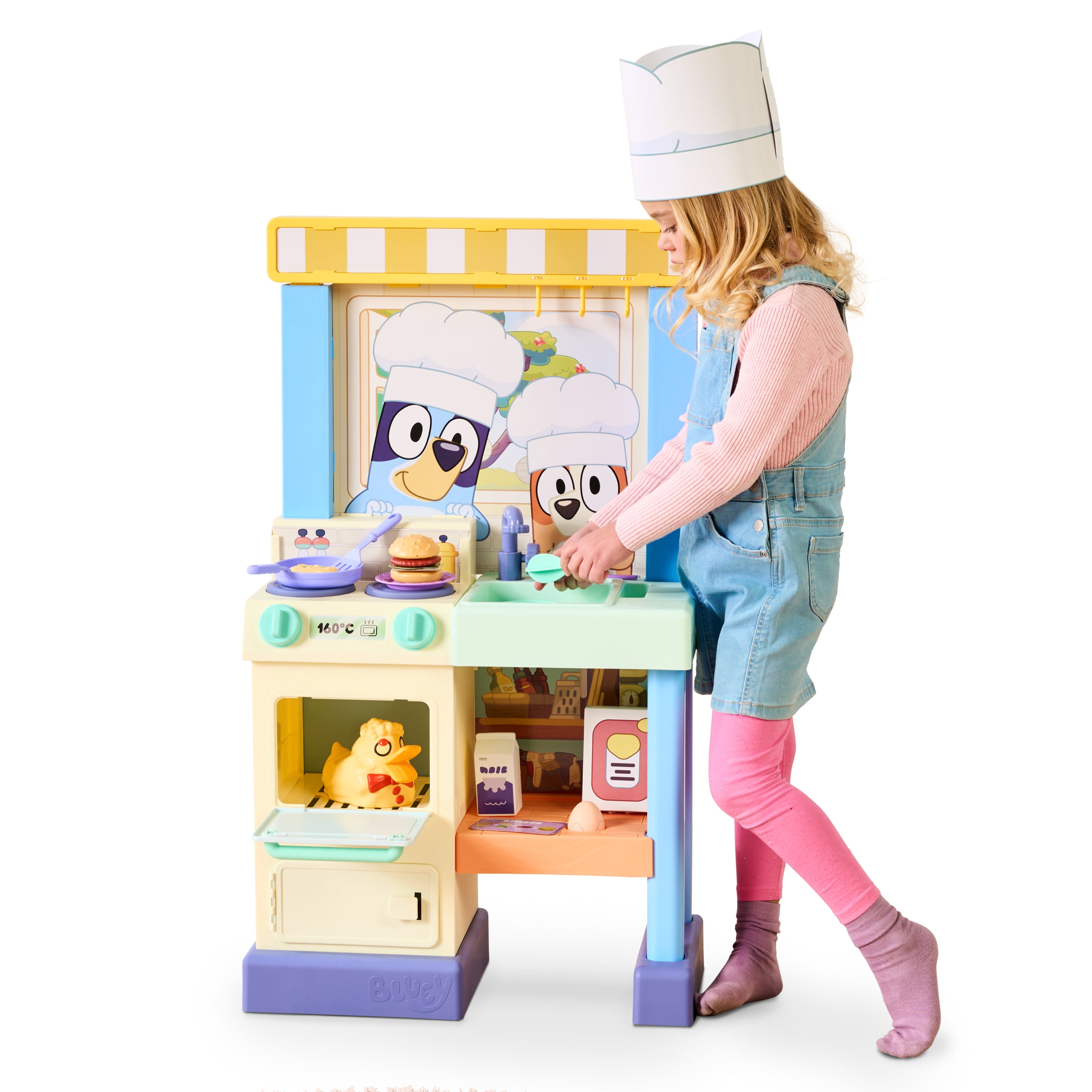 Bluey Cook & Clean Kitchen Playset with Interactive Lights and Sounds (Blue, 3 ft) ggnqk