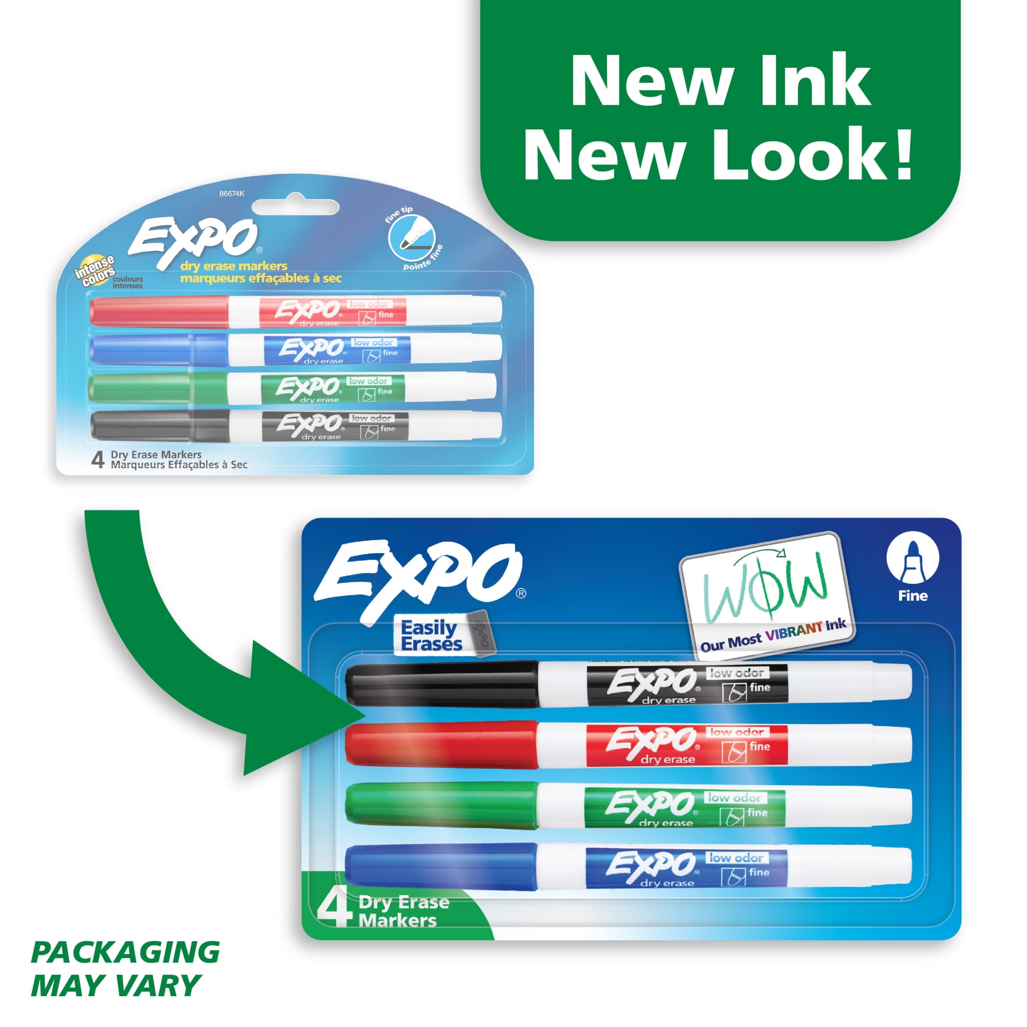Expo Dry Erase Markers, Fine Tip, Low-Odor Ink, Assorted Colors (4 Count) chl8v