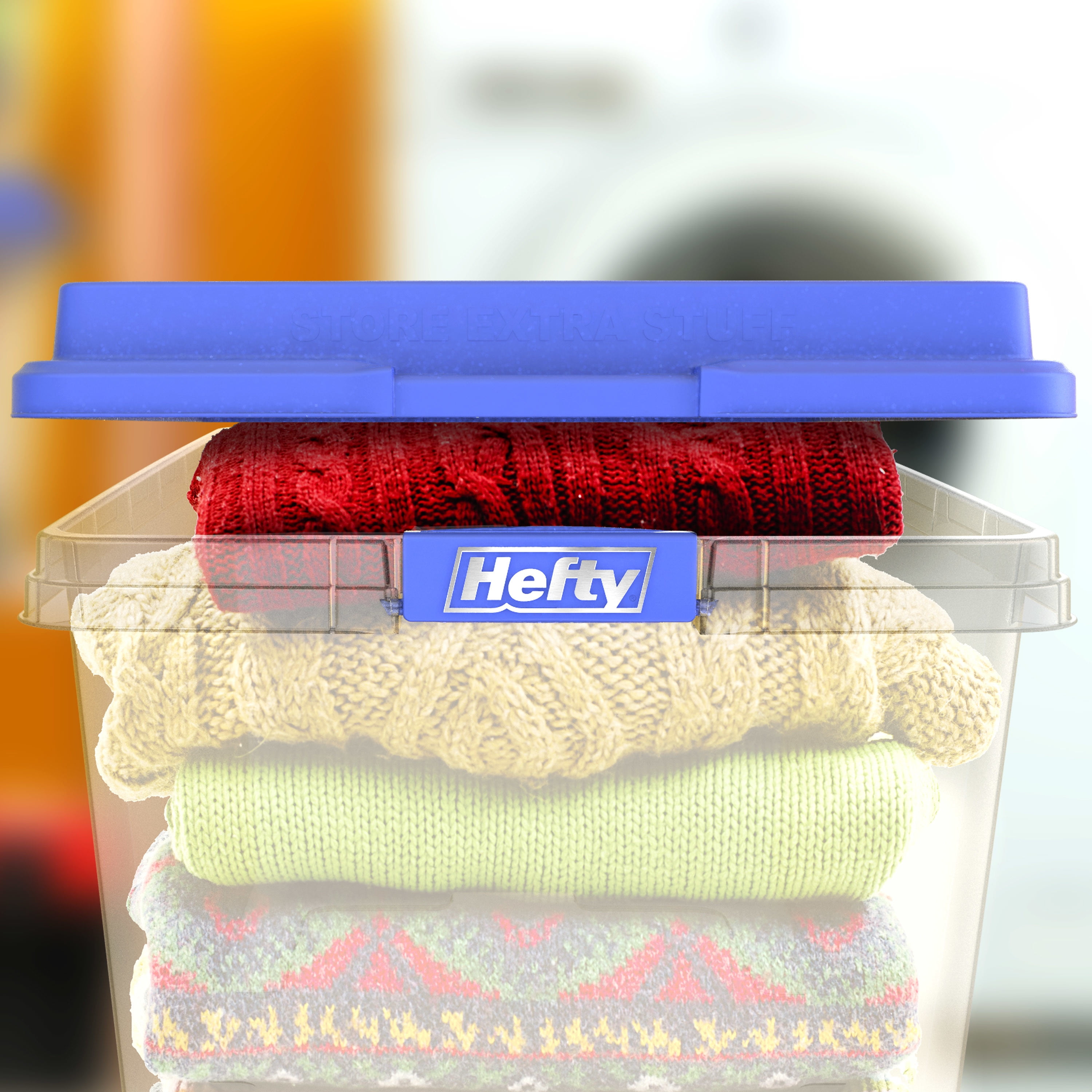 Hefty HI-RISE Large Latching Storage Bin with Secure Lid (Clear, 72 Quart) 7p4w7
