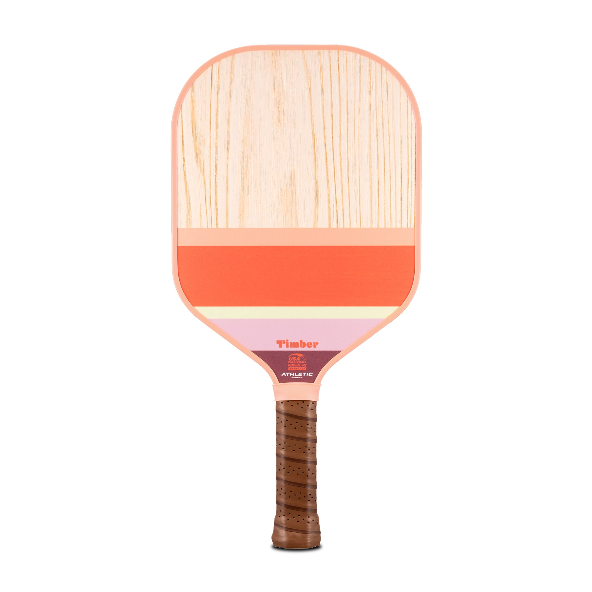 Athletic Works Timber Wooden Pickleball Paddle, Durable Recreational Racket (Orange, 15.5 in) dgaj5