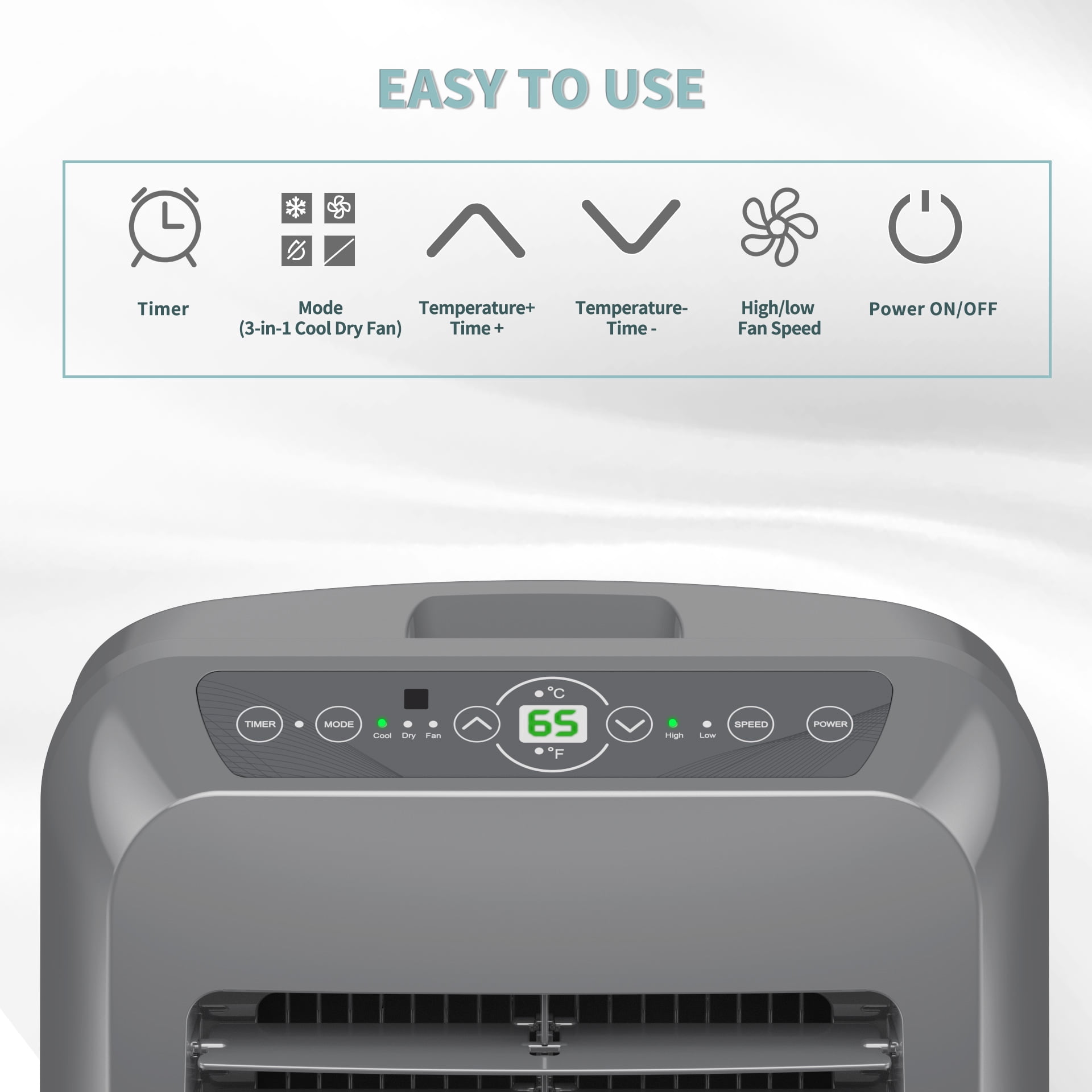 Shinco 8,000 BTU Portable Air Conditioner, Dehumidifier, and Fan for Rooms Up to 350 sq. ft. (Grey, 1 Unit) vsaw4