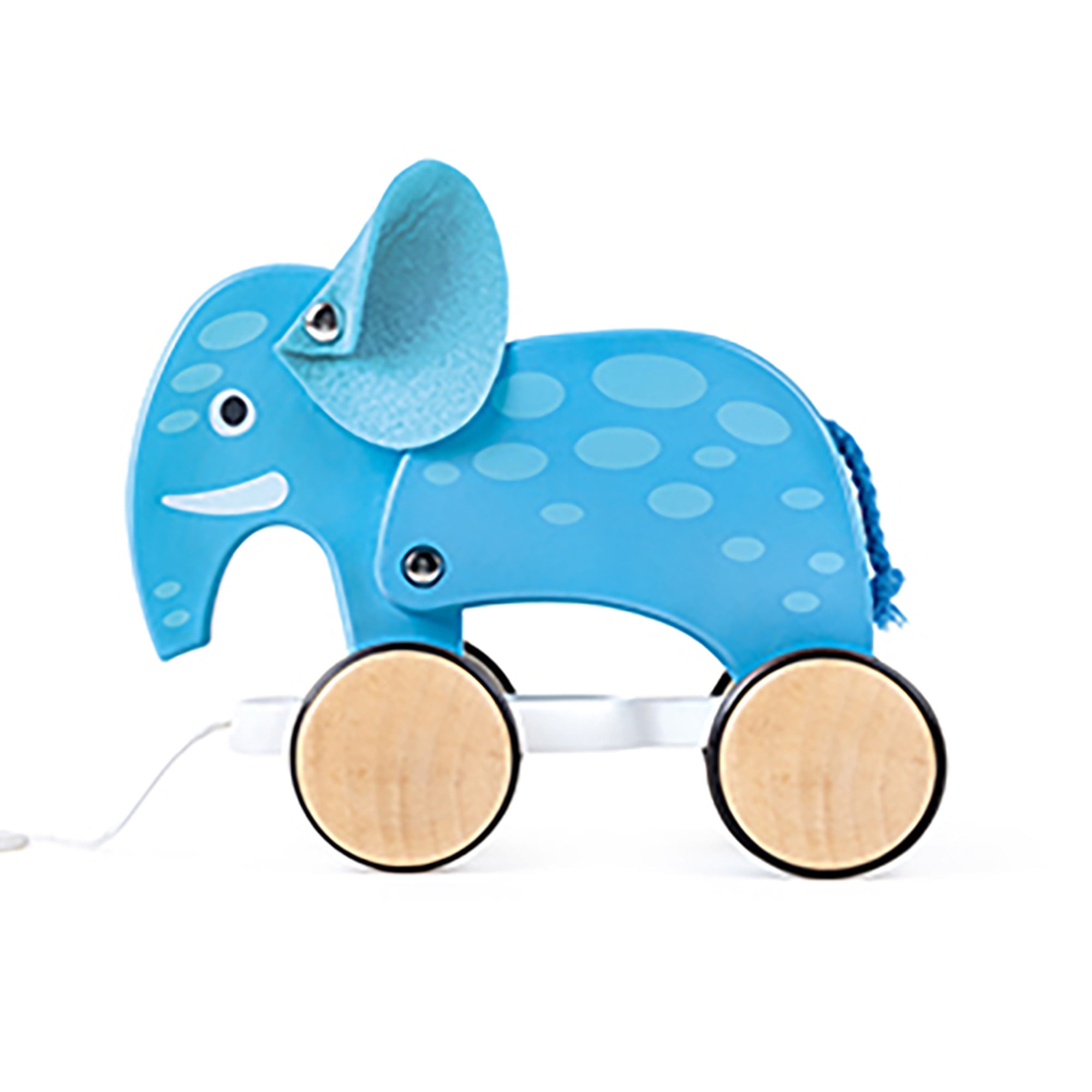 Hape Elephant Pull Along Wooden Animal Toy (Blue, 7.4 in x 6 in x 4 in) pgi80