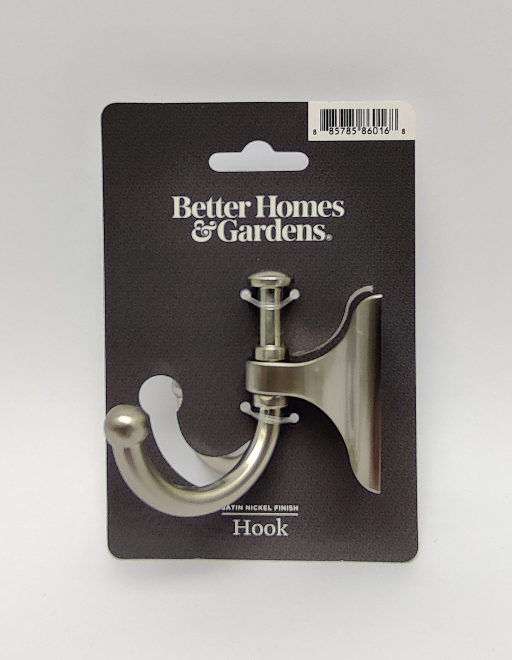 Better Homes & Gardens Eiffel Wall Hook, Satin Nickel Finish (Silver, 2.79 in x 3.25 in x 2.88 in) y5t1d