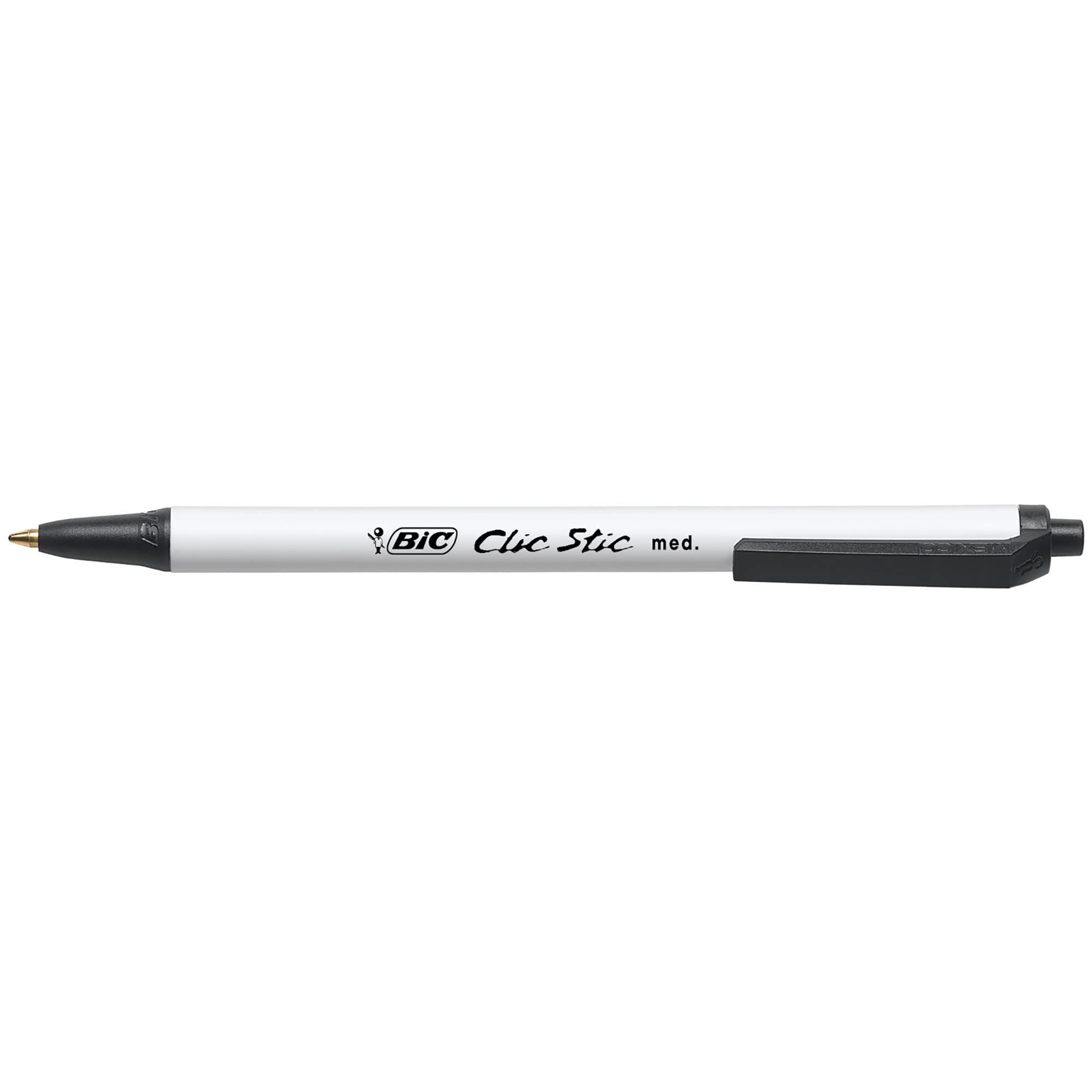 BIC Clic Stic Retractable Ballpoint Pens, Medium Point, Black Ink (12-Pack) ldzwd