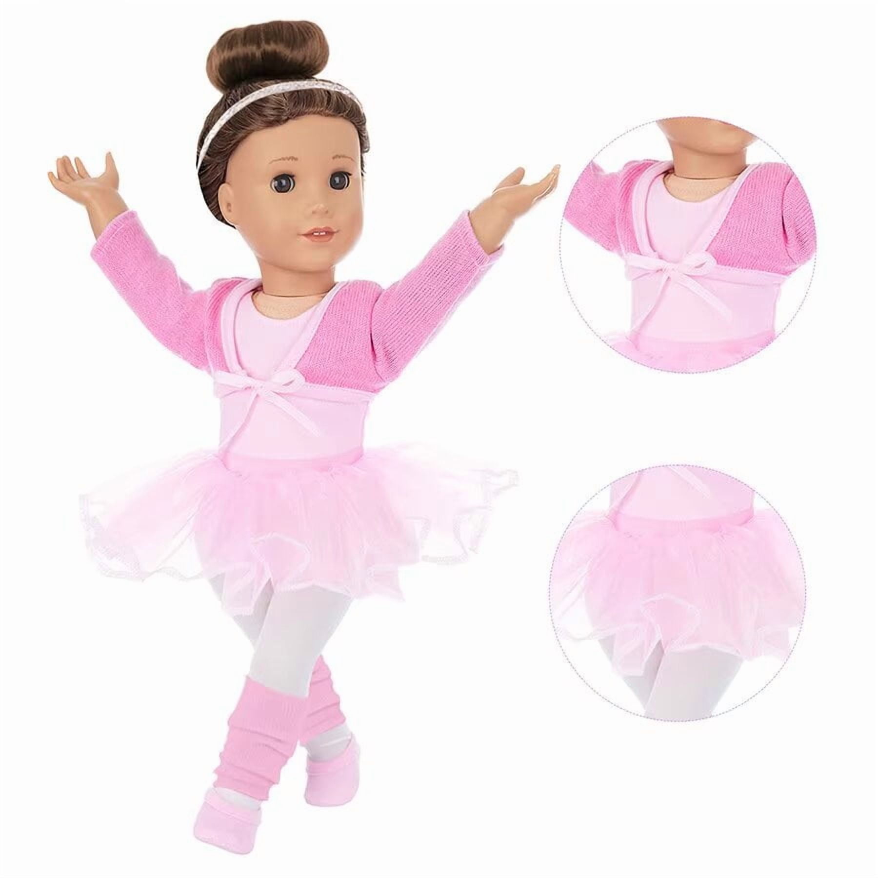 AlevRam 6-Piece Ballet Outfit Set for 18-inch Dolls (Pink, 18 in) 6itdj