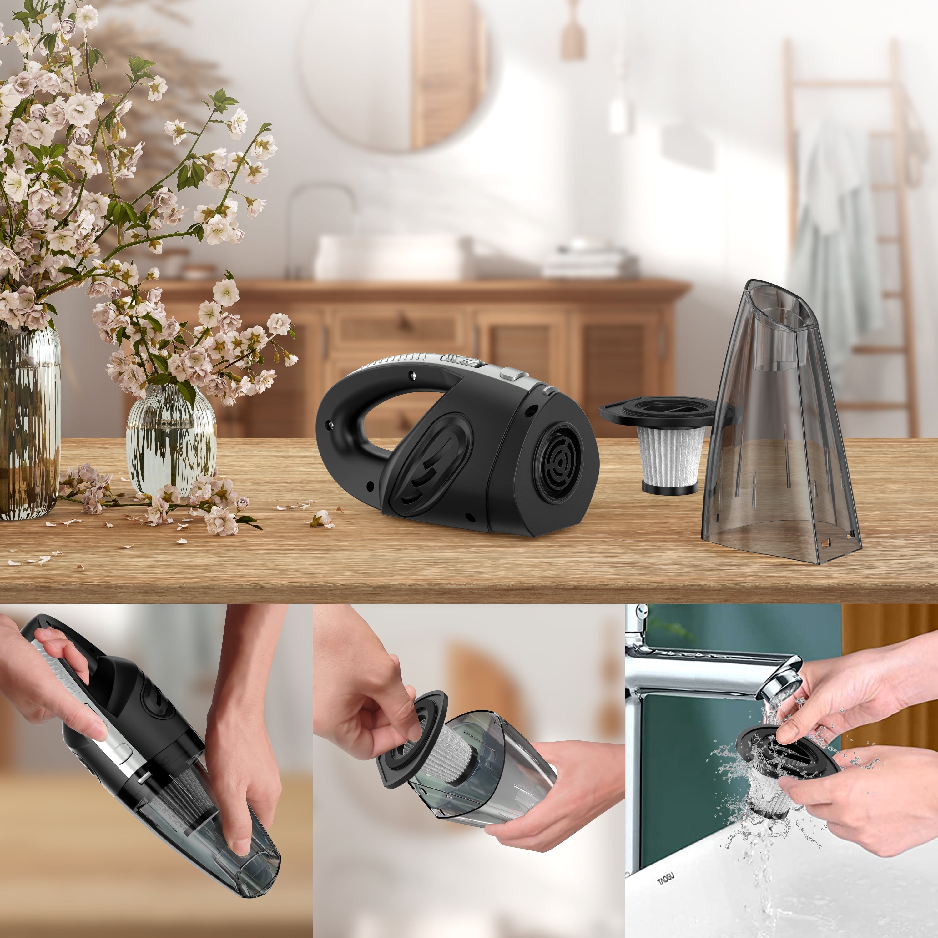 Juyafio Cordless Handheld Vacuum Cleaner with 10000PA Suction, Portable Rechargeable Design for Car and Home (Blue) qvyag