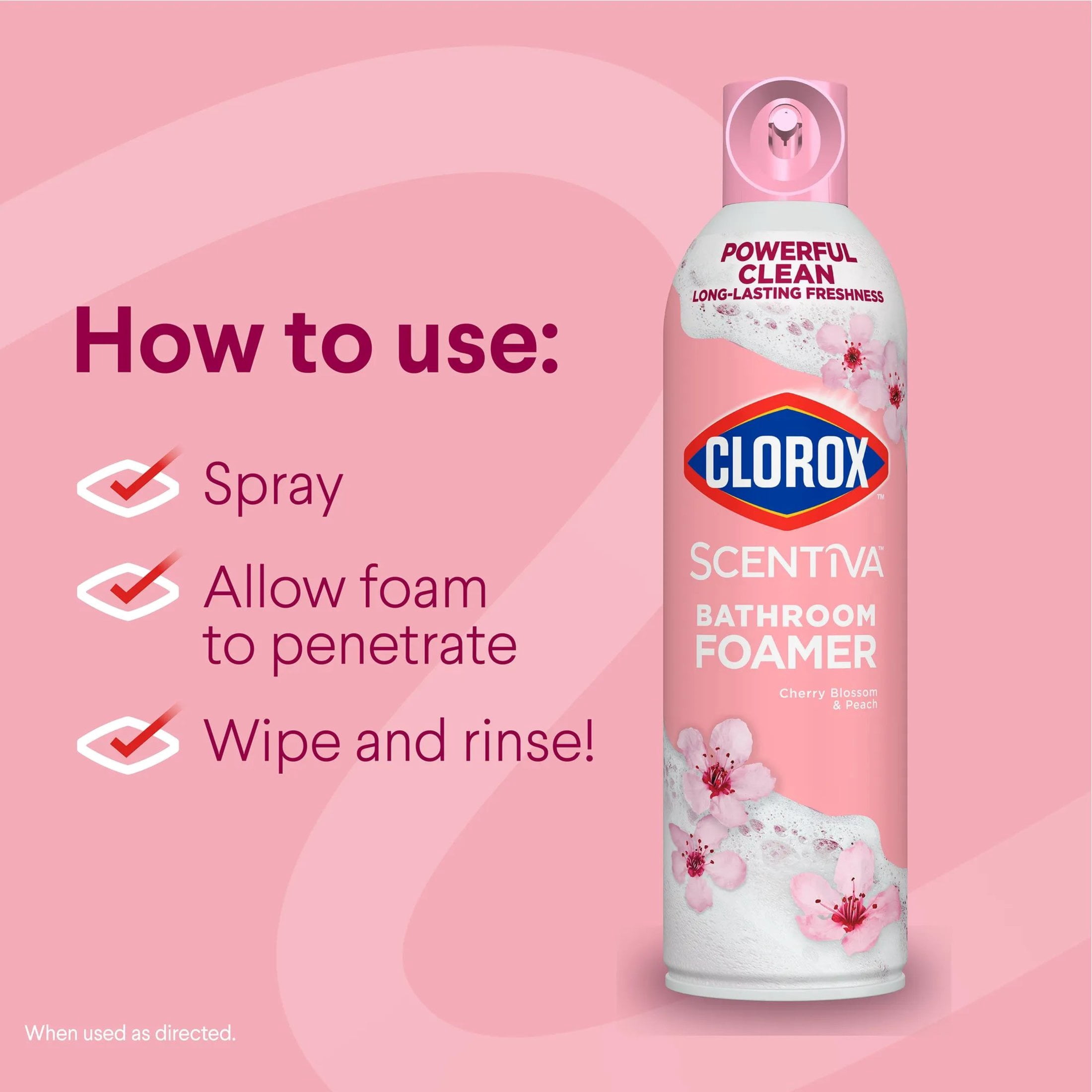 Clorox Scentiva Bathroom Foamer Cleaner, Cherry Blossom and Peach Scent (20 oz) r73e5
