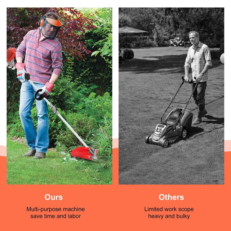 Floseru 52cc 5-in-1 Gas String Trimmer and Multi-Tool Landscaping System (Red, 52cc Engine) cgttt