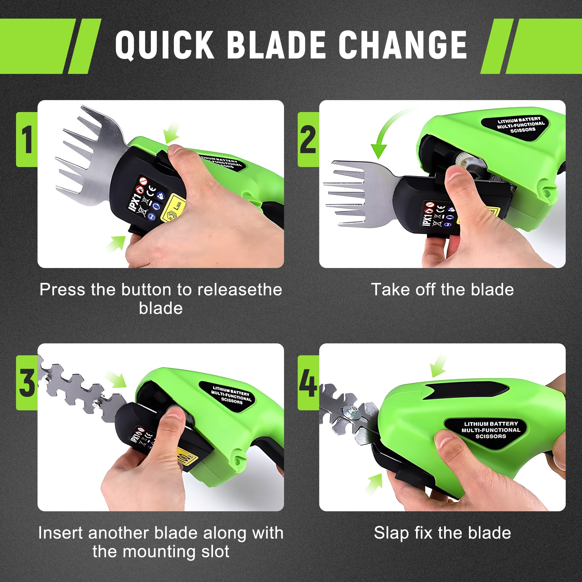 RELOIVE 2-in-1 Cordless Hedge Trimmer and Grass Shear (Green, 2.25 lb) 2umw3