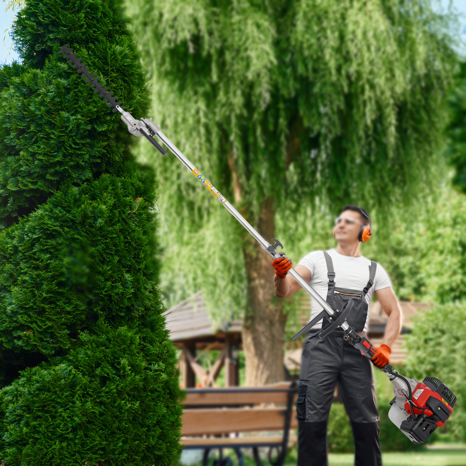 Peakora 52cc Gas Powered String Trimmer and Hedge Trimmer Multi-Tool System (Clear, 0.9qt) pu07p