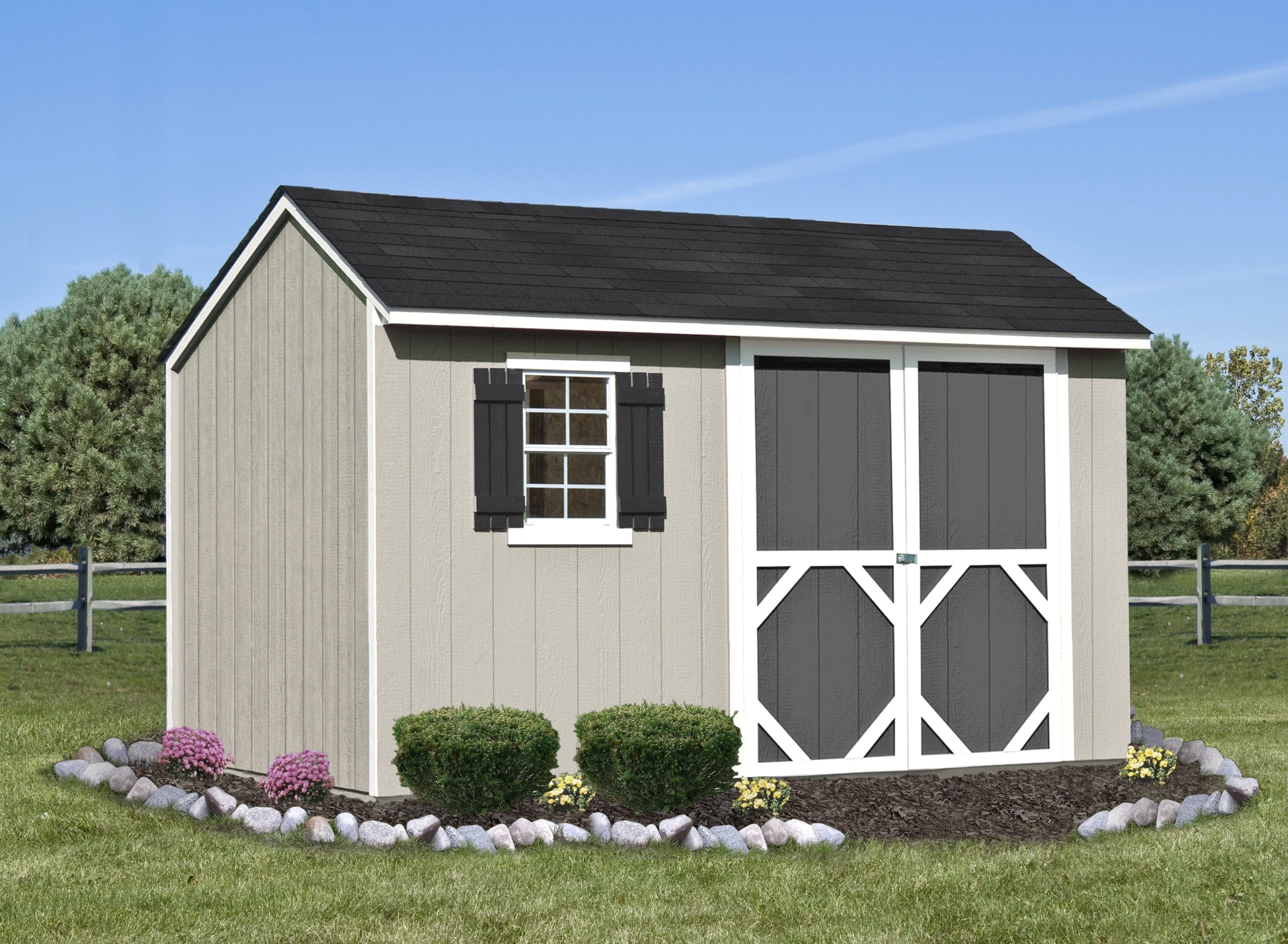 Handy Home Products Augustine Outdoor Wooden Storage Shed (Brown, 12 ft x 8 ft) n2obd