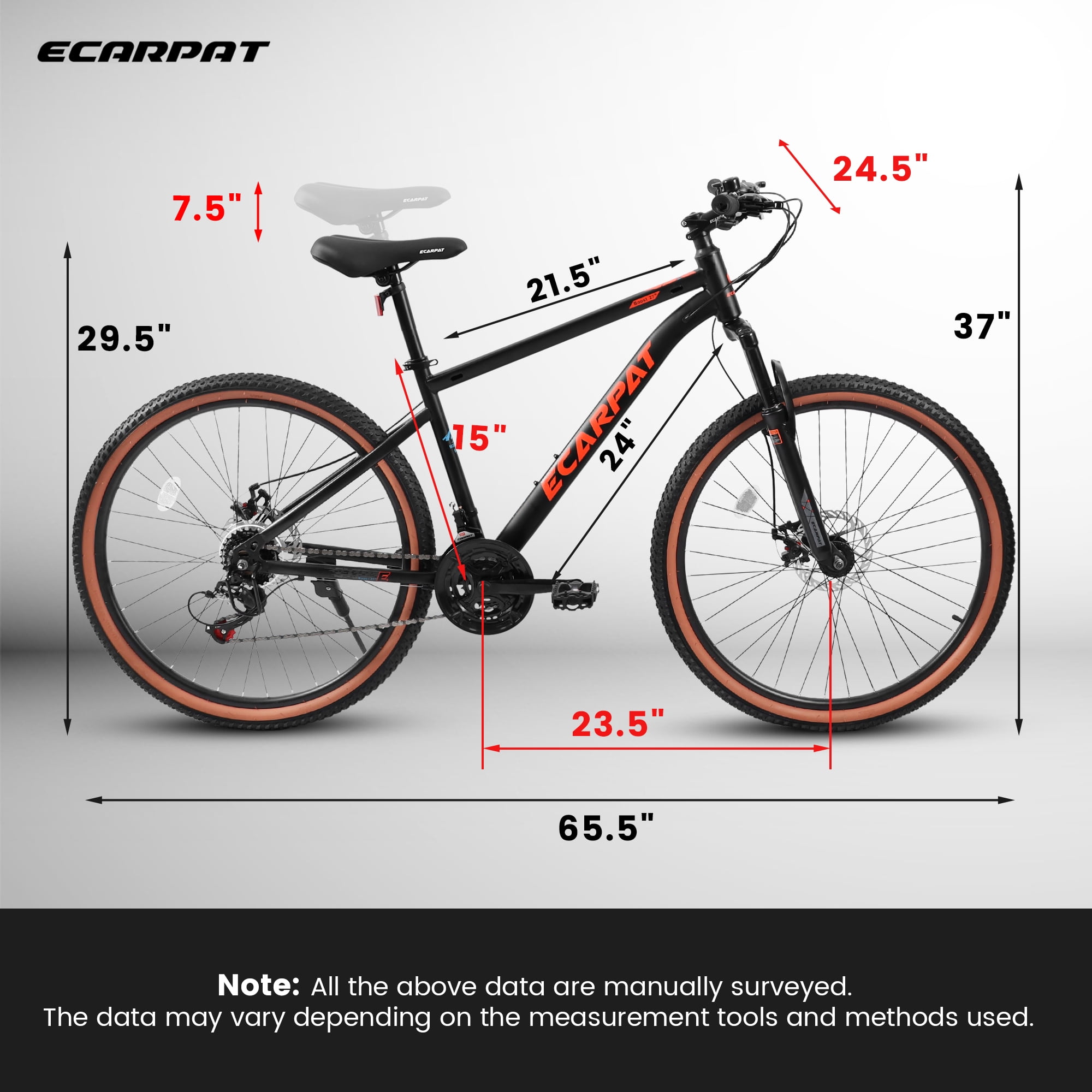 Taikonaut 24 Inch Mountain Bike for Teenagers, High Carbon Steel Frame with 21 Speeds and Disc Brakes (Brown, 24 in) q8tr2