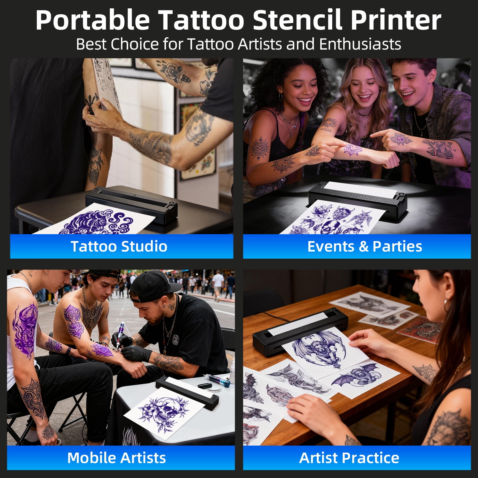 Milestone 2-in-1 Wireless Thermal Tattoo Stencil and Document Printer (Black, 1 lb) jfgms - Image 2