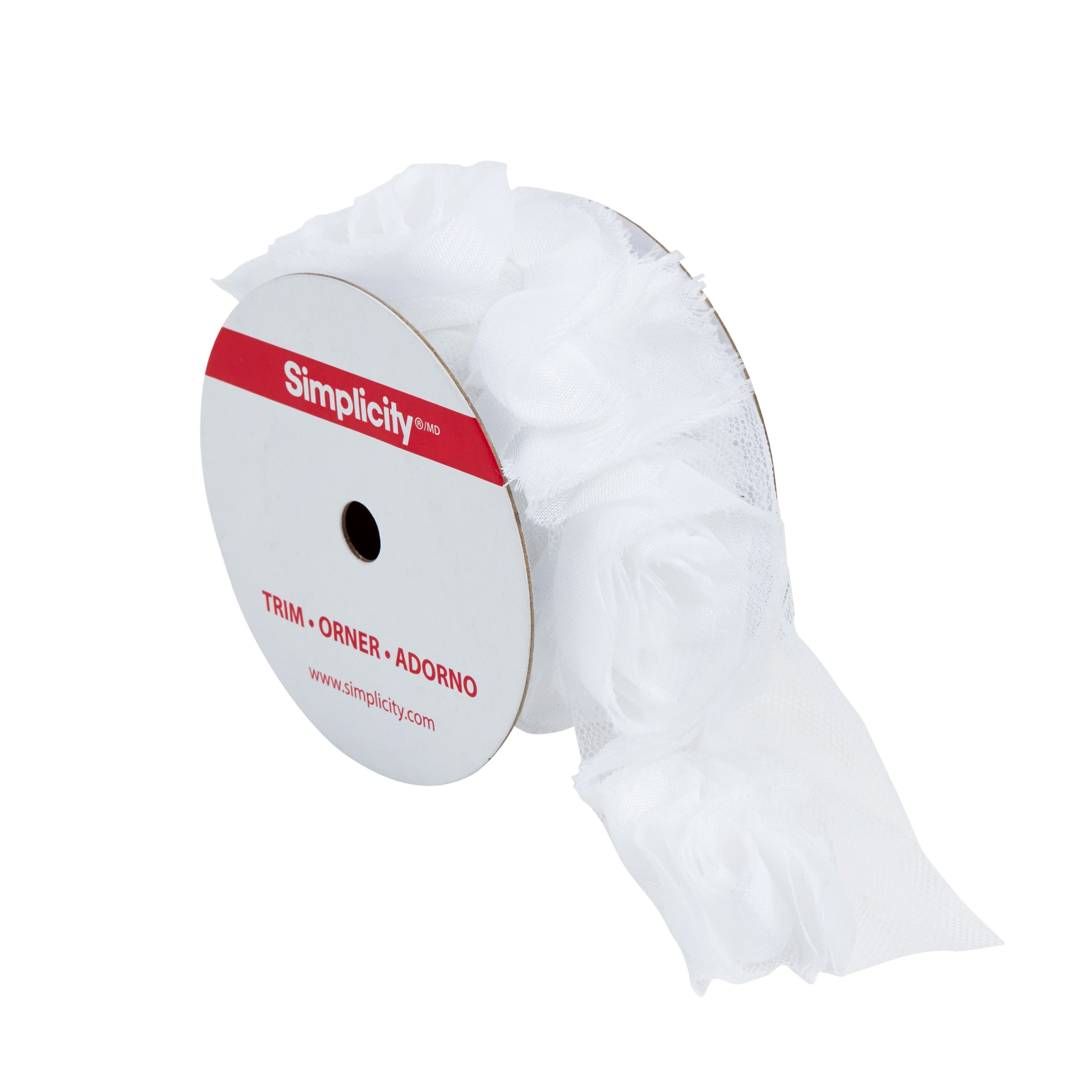 Simplicity Ribbon Rose Trim for Apparel and Crafts (White, 2 in x 1 yd) qf16v