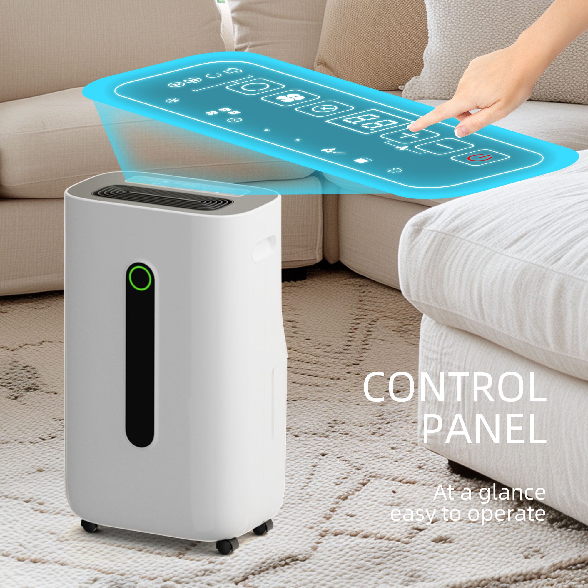 Rocyis High-Efficiency Dehumidifier for Large Rooms and Basements (White, 1.7 Gallon Tank) ki55o