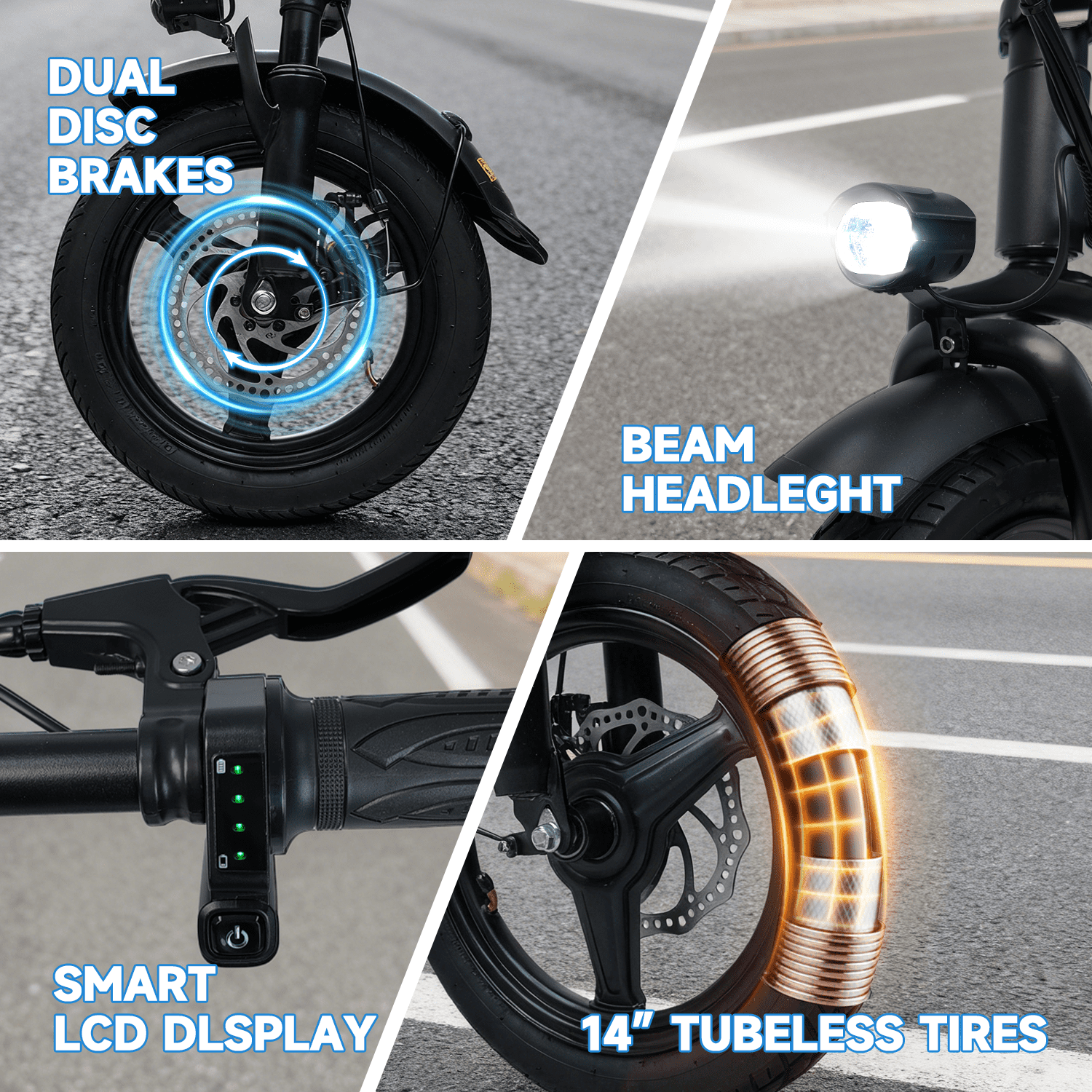 BroPath Folding Electric Bike for Adults, 350W Motor Commuter E-Bike with Rear Basket, Multi-Shock Absorption (Black, 14 in) kakpx