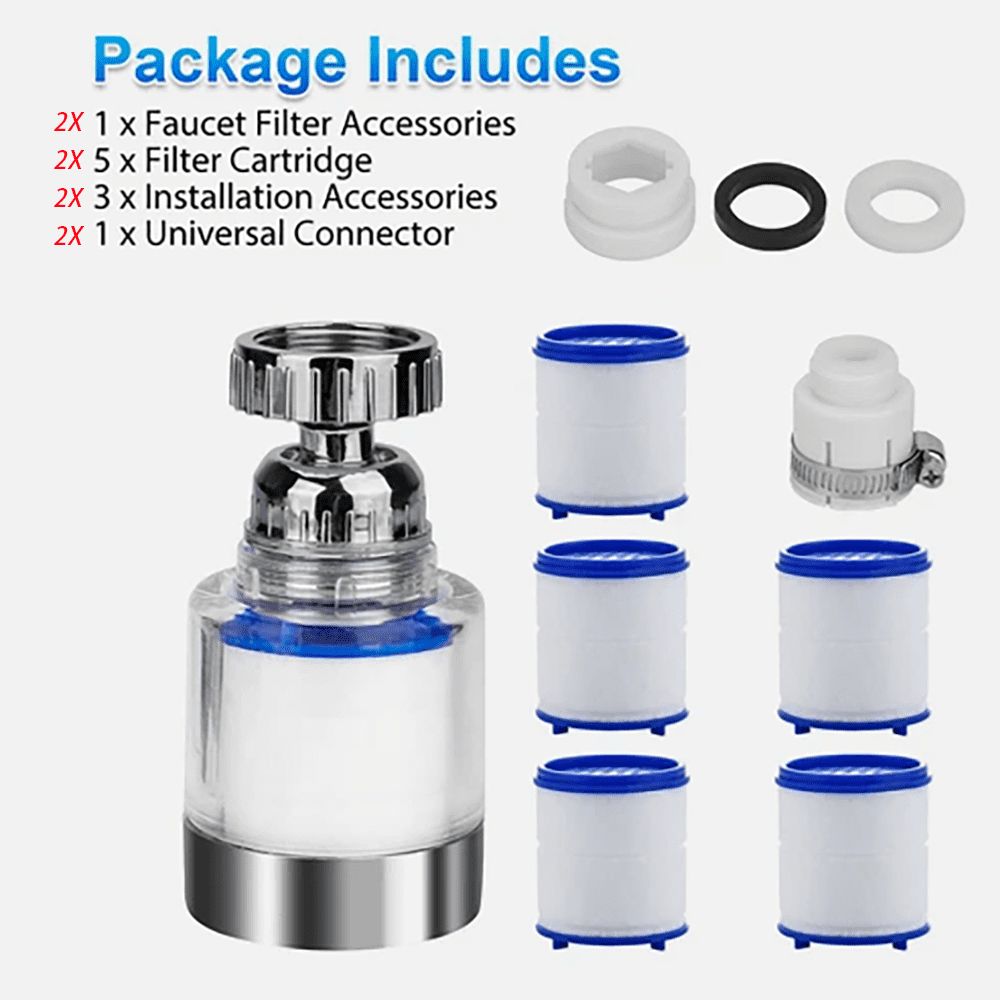 Generic Kitchen & Bathroom Sink Faucet Water Filter System (Silver, 2-Pack) mo1vi