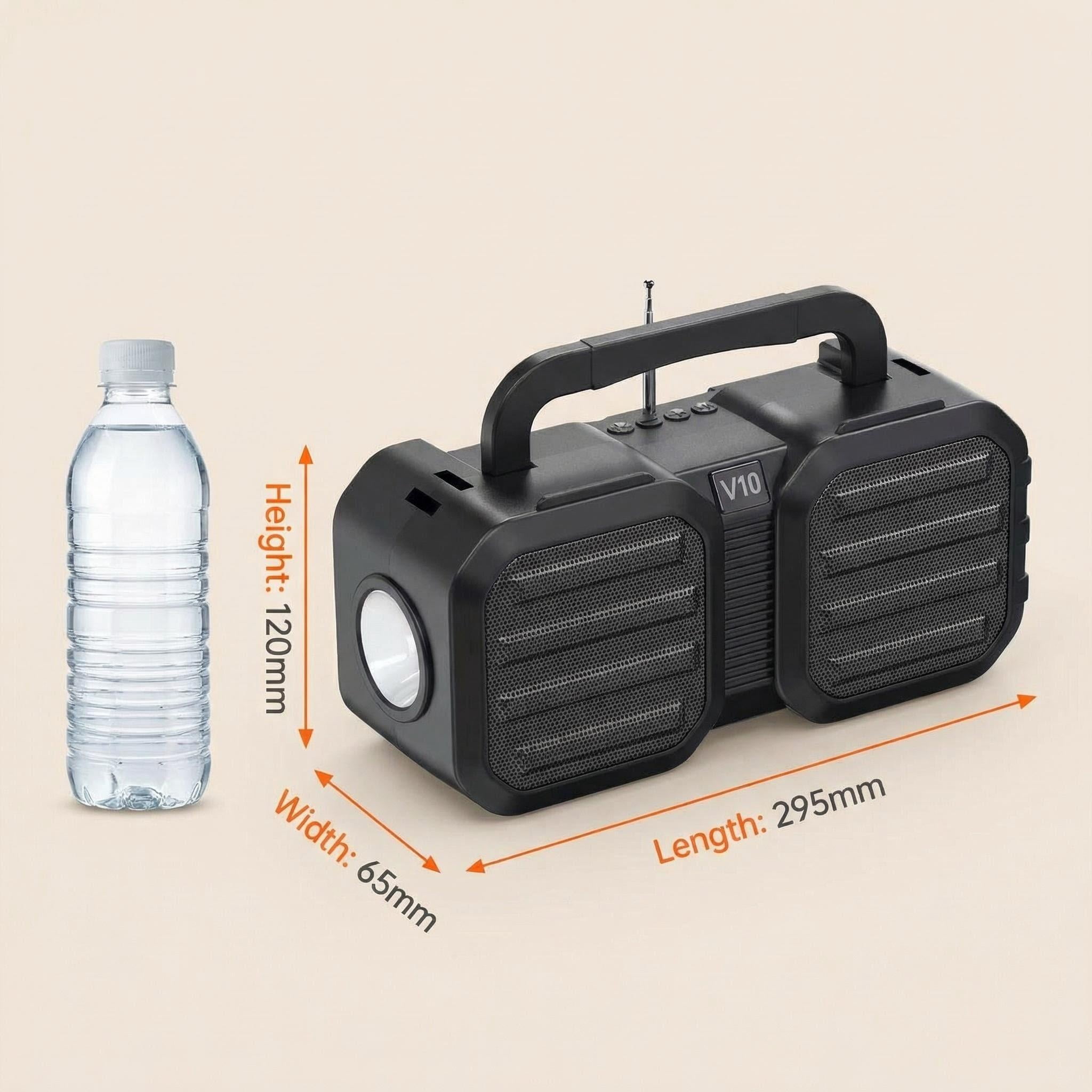 MiracDan Portable Outdoor Bluetooth Speaker with Solar Charging, Subwoofer, and LED Flashlight (Black, 80W) jqm48