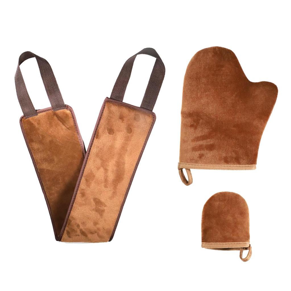 yotijay Self Tanning Back Applicator Mitt Set for Streak-Free Sunless Lotion and Mousse Application (Brown, 2-Piece Set) 123by