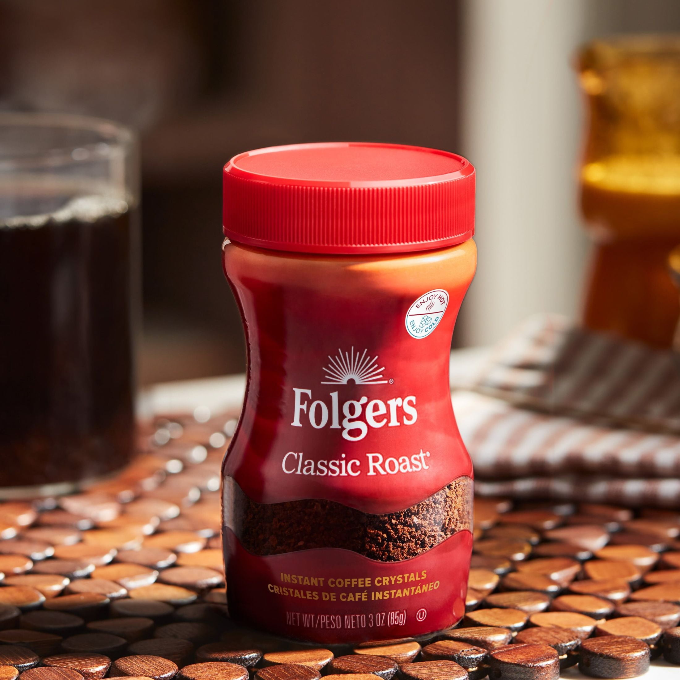 Folgers Classic Roast Instant Coffee (Medium Roast, 3 oz) y0gt5